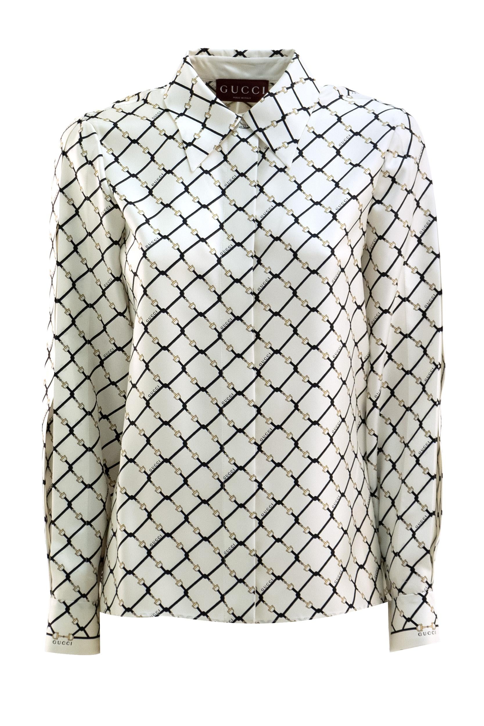 Camicia in Twill di Seta Stampato<BR/> 852949 ZAUMY 9097 GUCCI