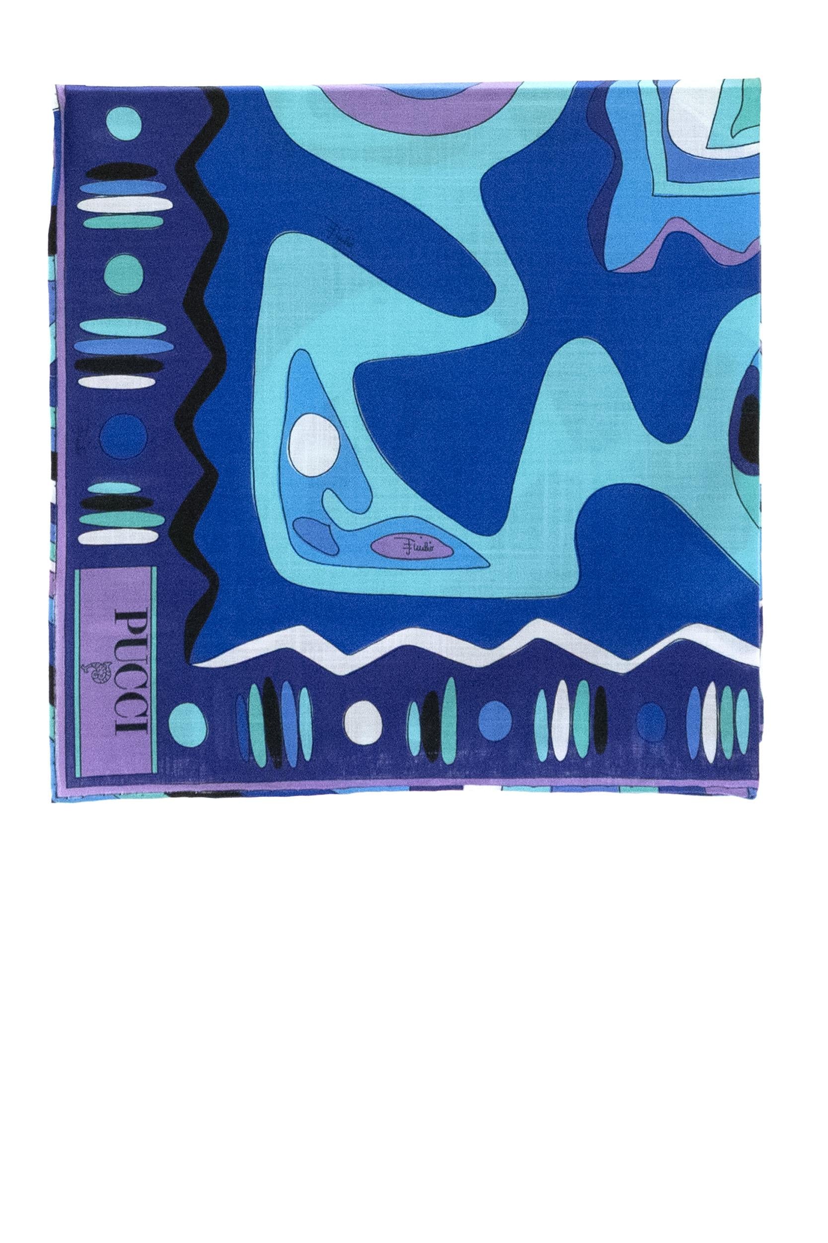 Carré in cotone con stampa Angoli di colore azzurro<BR/> 6HGB53 6HC20 2 EMILIO PUCCI