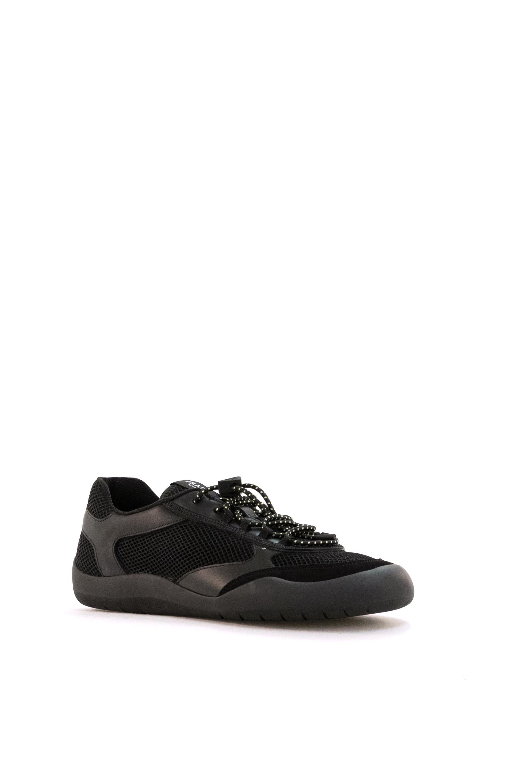 Sneakers Speedrock in pelle e rete di colore nero<BR/> 2EE468 F G000 3ZM0 F0002 PRADA