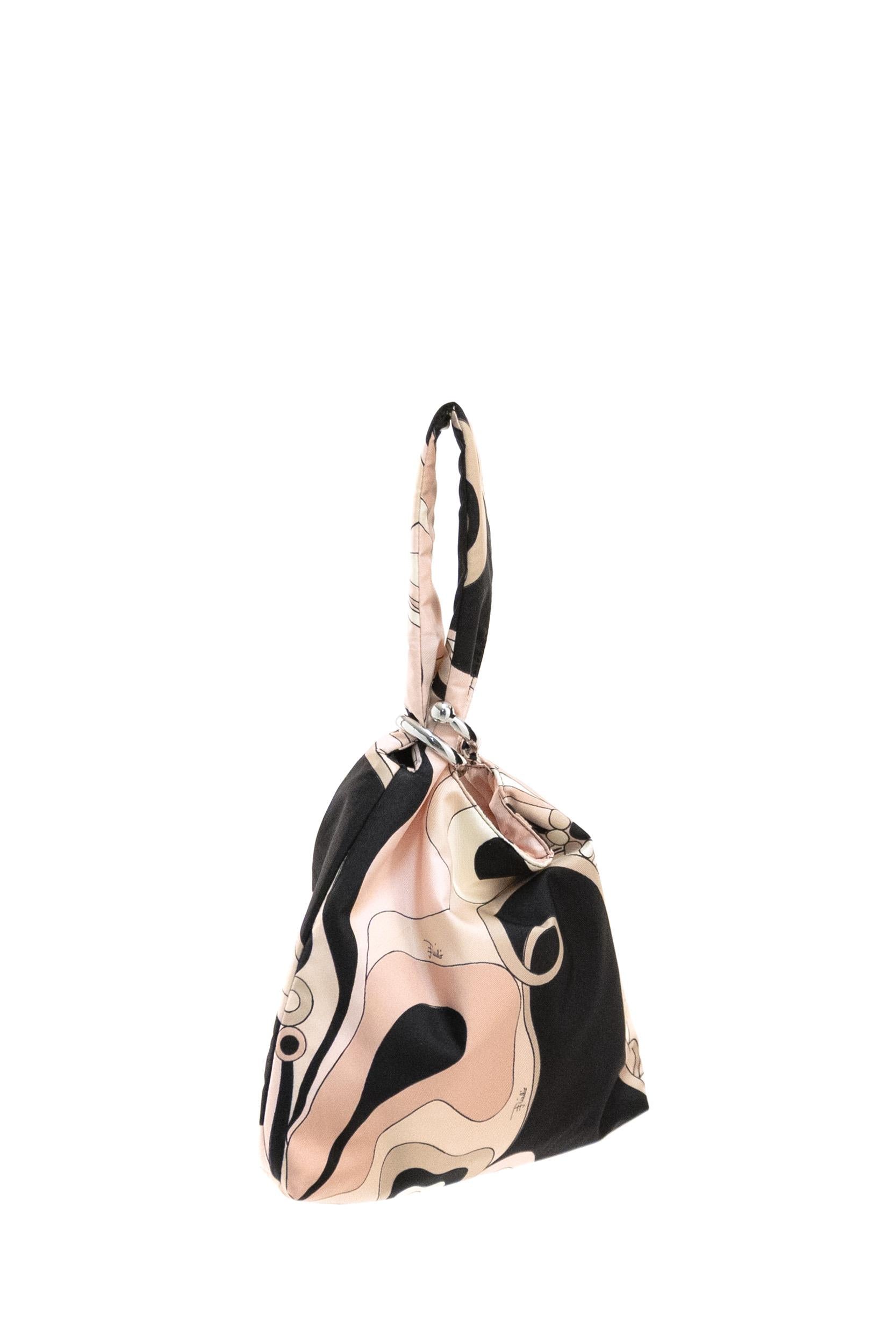 Borsa Emilio in seta con stampa Orchidee di colore rosa e nero<BR/> 6HBD65 6H731 023 EMILIO PUCCI