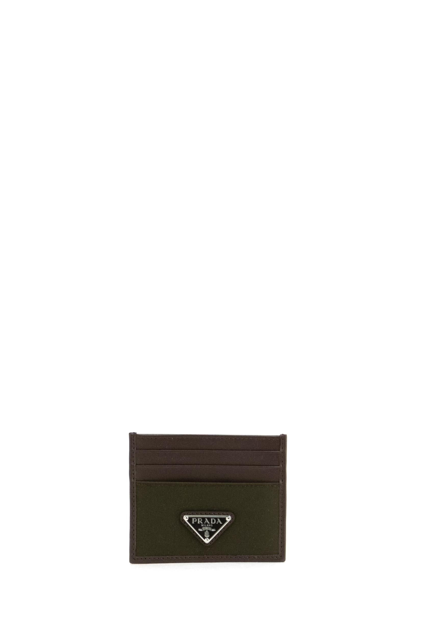 Portacarte in Re-Nylon di colore verde militare<BR/> 2MC025 2DW3 F0334 PRADA