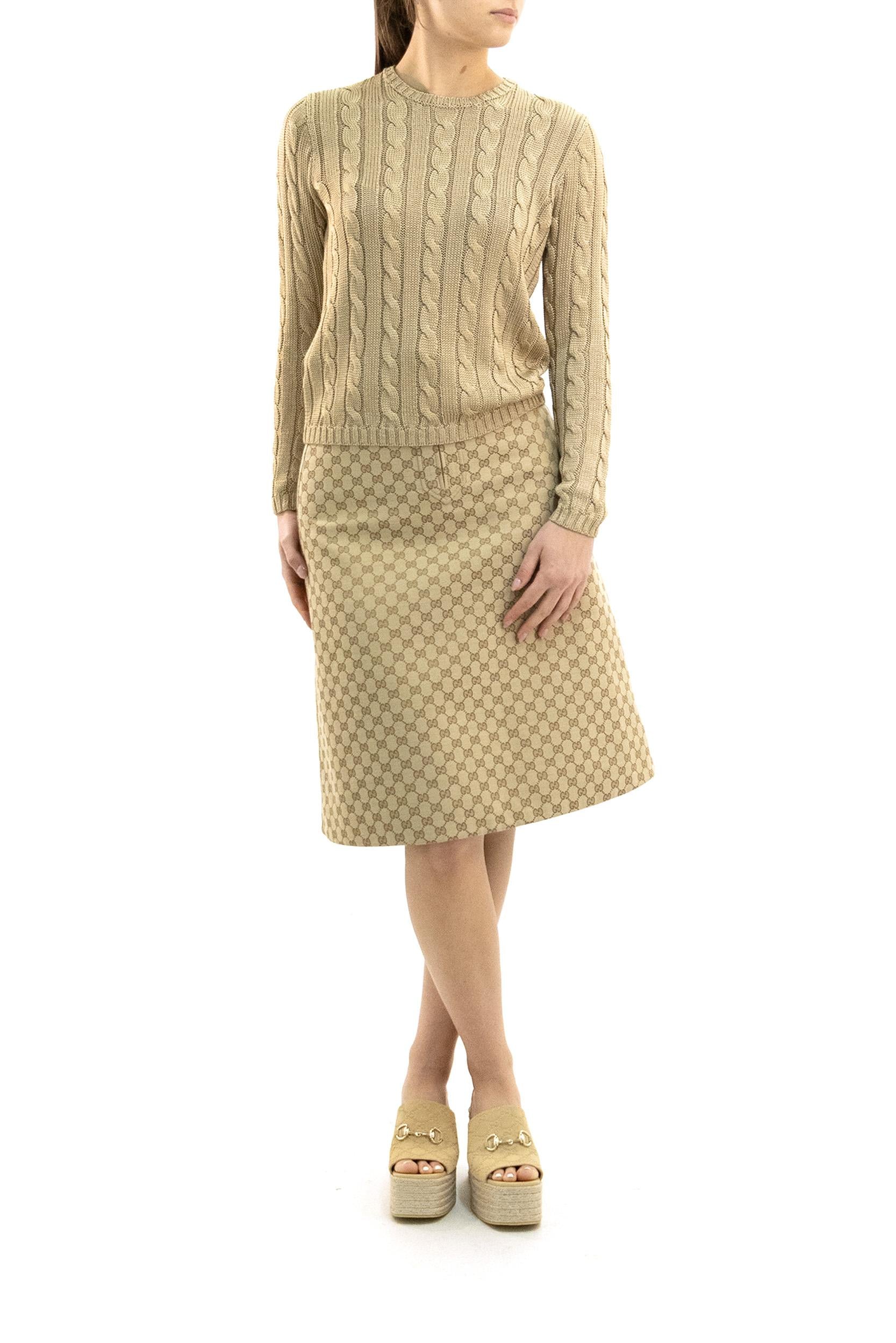 Gonna in Tessuto di Tela di Cotone GG<BR/> 864256 ZAUSC 2061 GUCCI