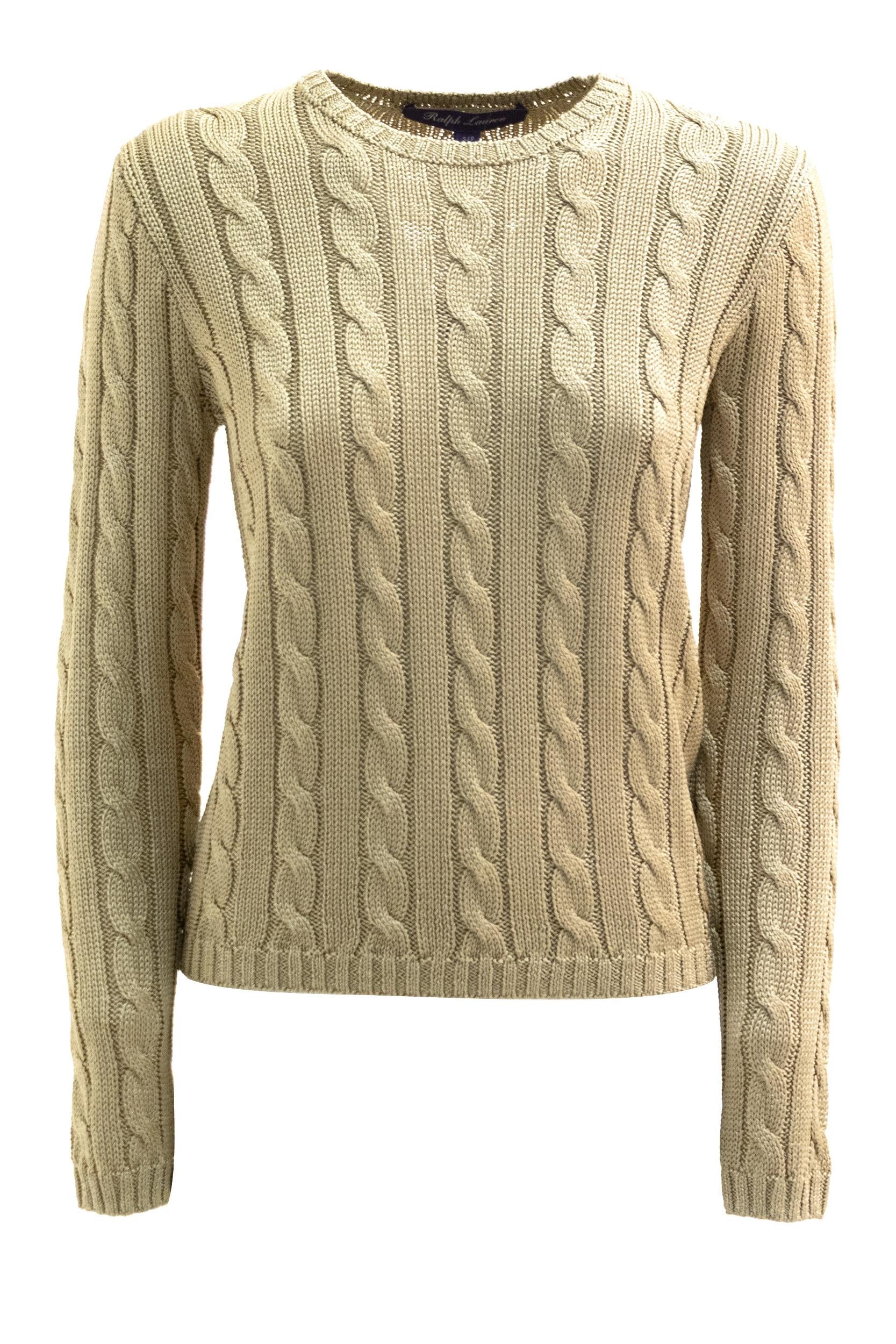 Maglia in Seta Lavorata a Trecce<BR/> 290900054038 TAN RALPH LAUREN