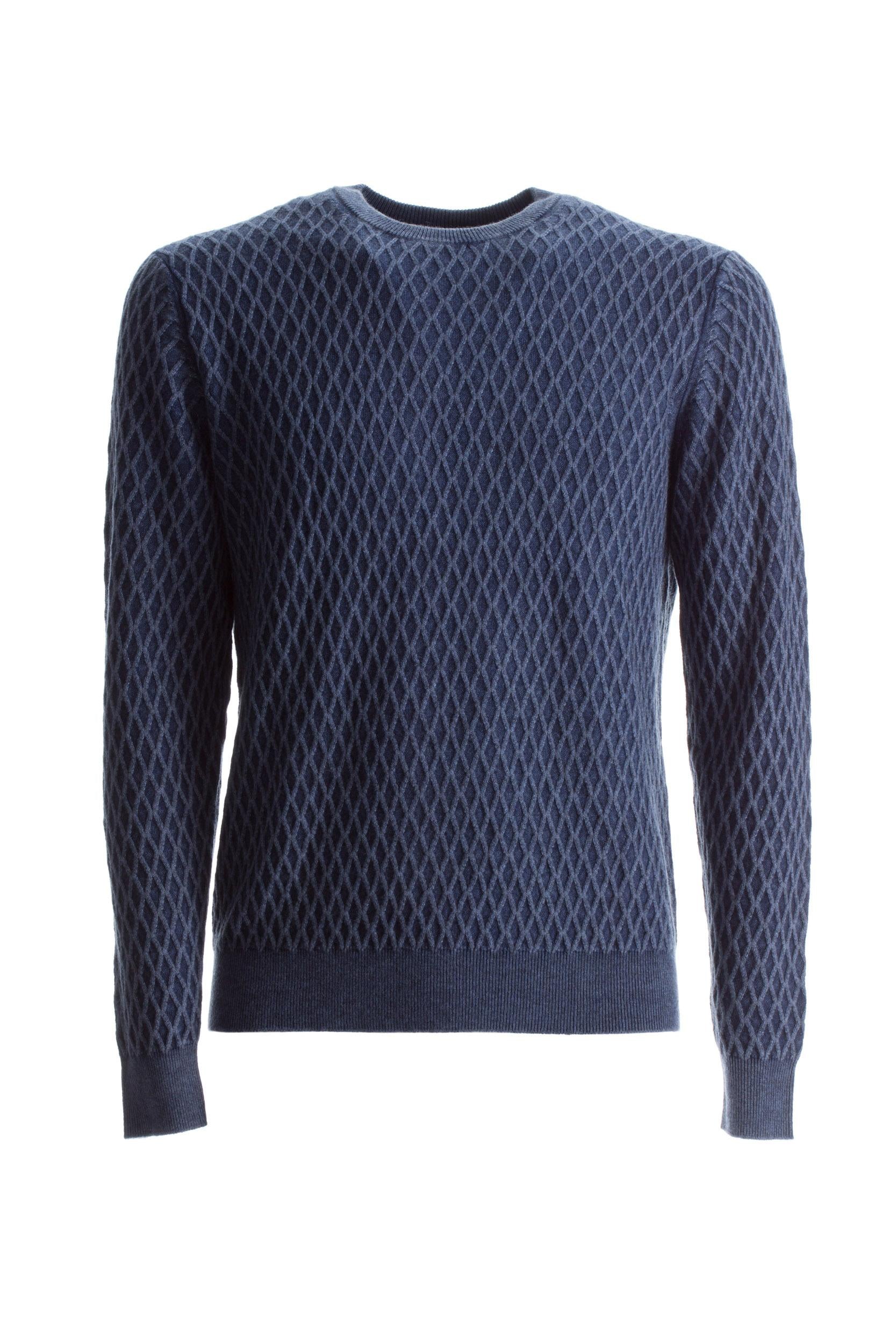 Pullover Girocollo con Motivo a Rombi in Lana e Cashmere<BR/> R2P000 12W45 13777 BALLANTYNE