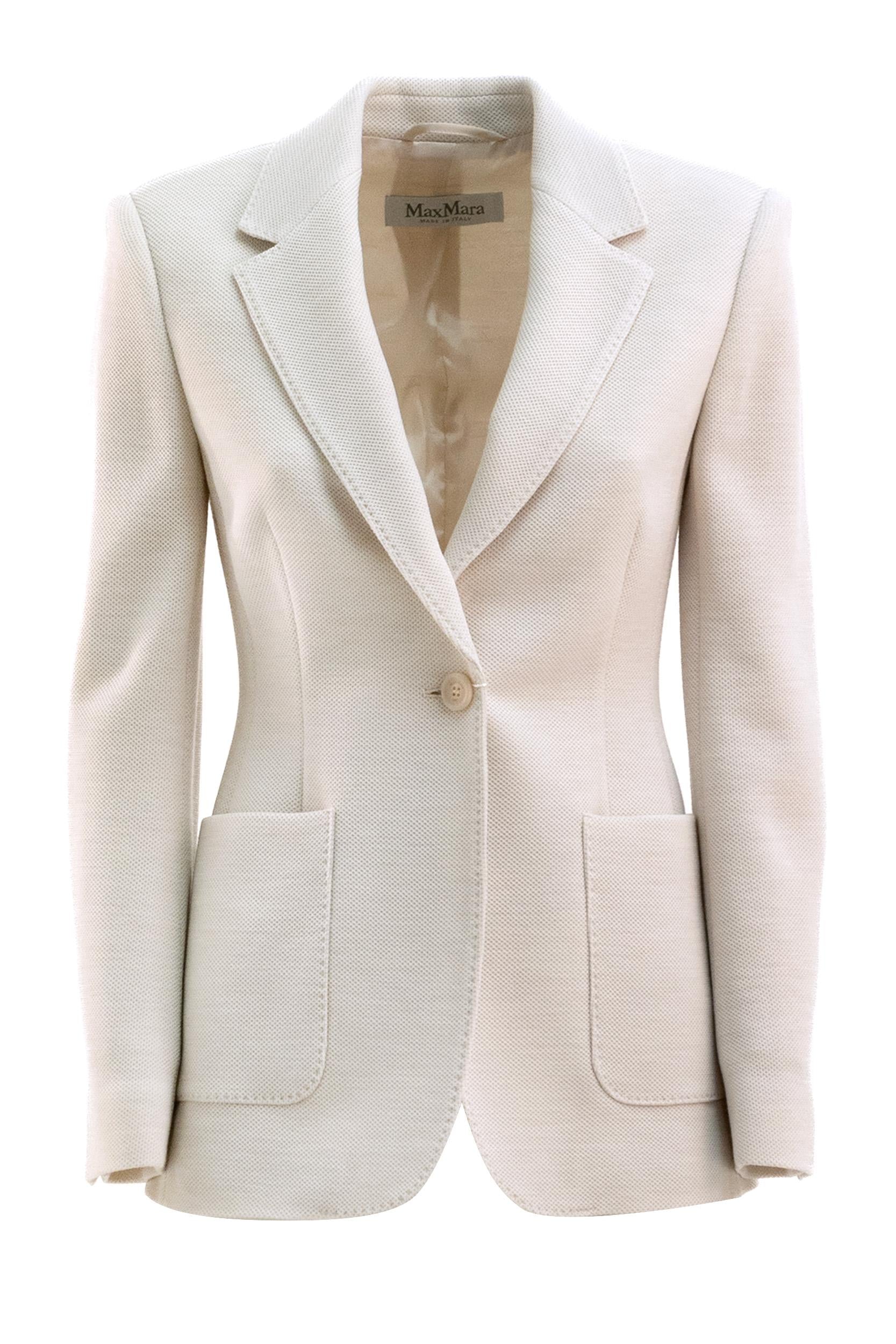 Giacca monopetto in jersey piquet color avorio<BR/> MXMUTILITA 001 MAX MARA