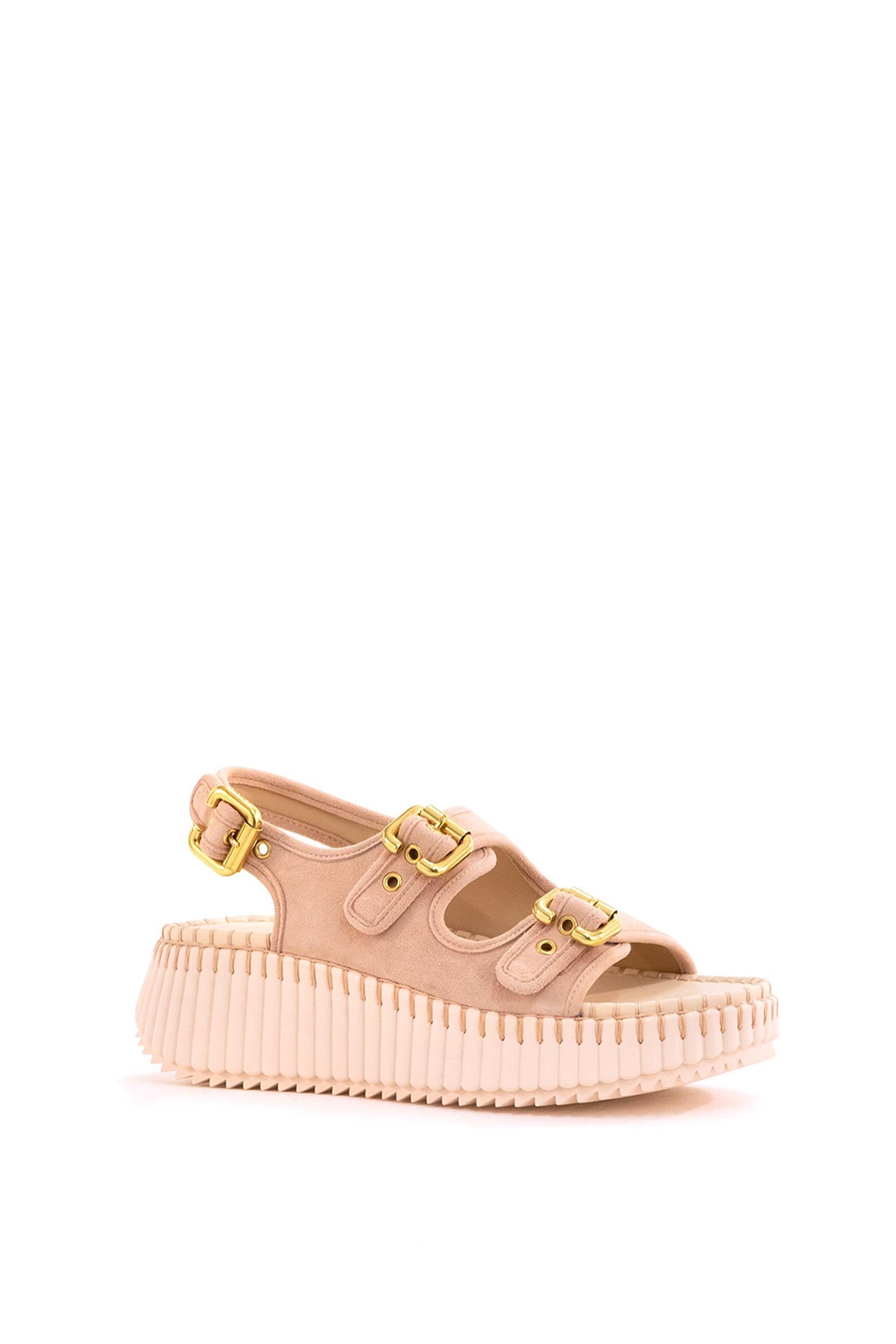 Sandali Nama in suede color rosa cipria<BR/> 26S17KVI 6I5 CHLOE'