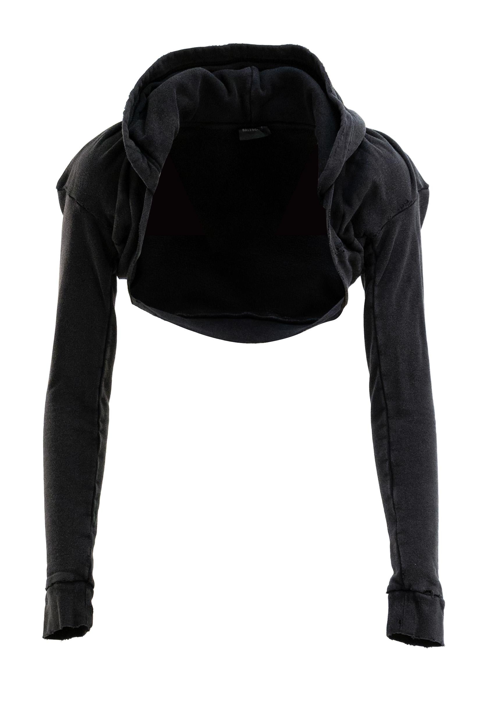 Felpa crop in jersey di cotone di colore nero<BR/> 858128 TTVN3 1041 BALENCIAGA