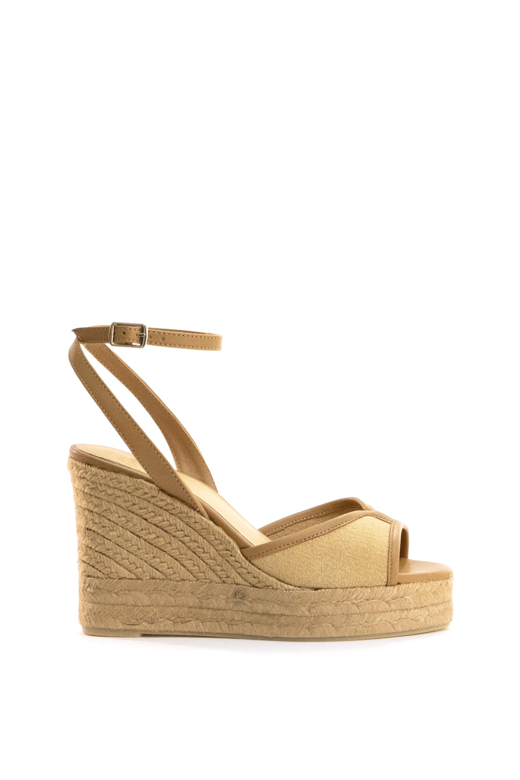 Espadrillas con zeppa Brigitte in canvas color naturale<BR/> BRIGITTE C/8ED/292 OCRE CASTANER