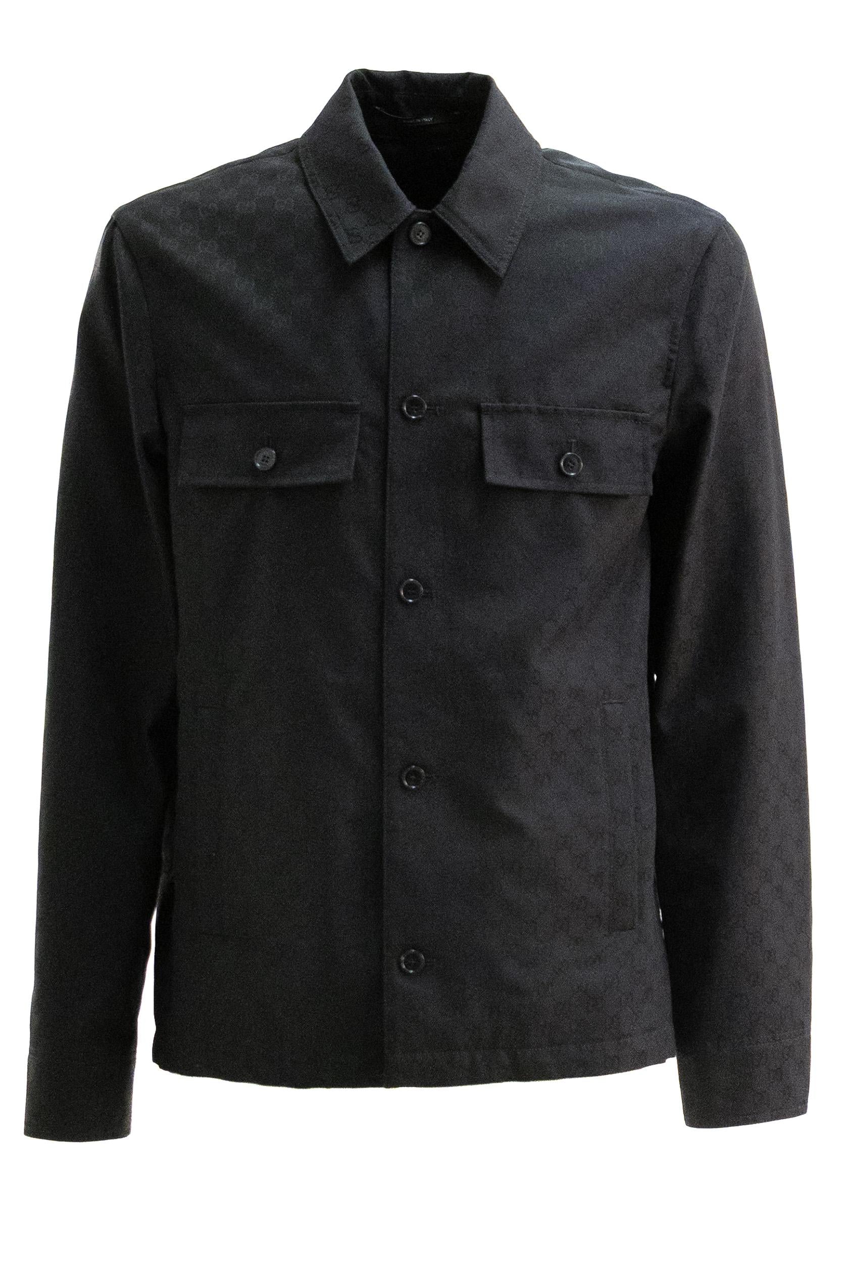 Giacca in cotone GG di colore nero<BR/> 864280 ZAUR4 1000 GUCCI