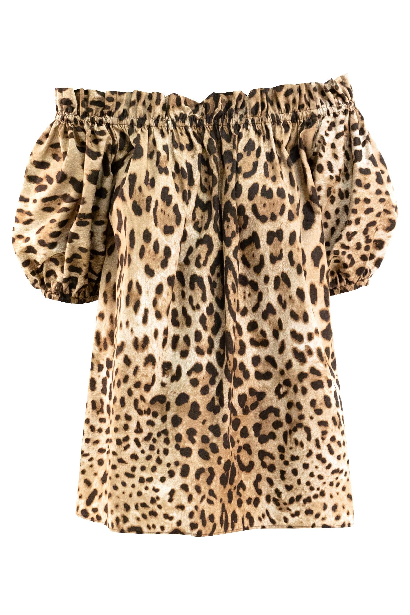 Top in Popeline Stampa Leopardo<BR/> F71J7T HS5E3 HY13M DOLCE & GABBANA