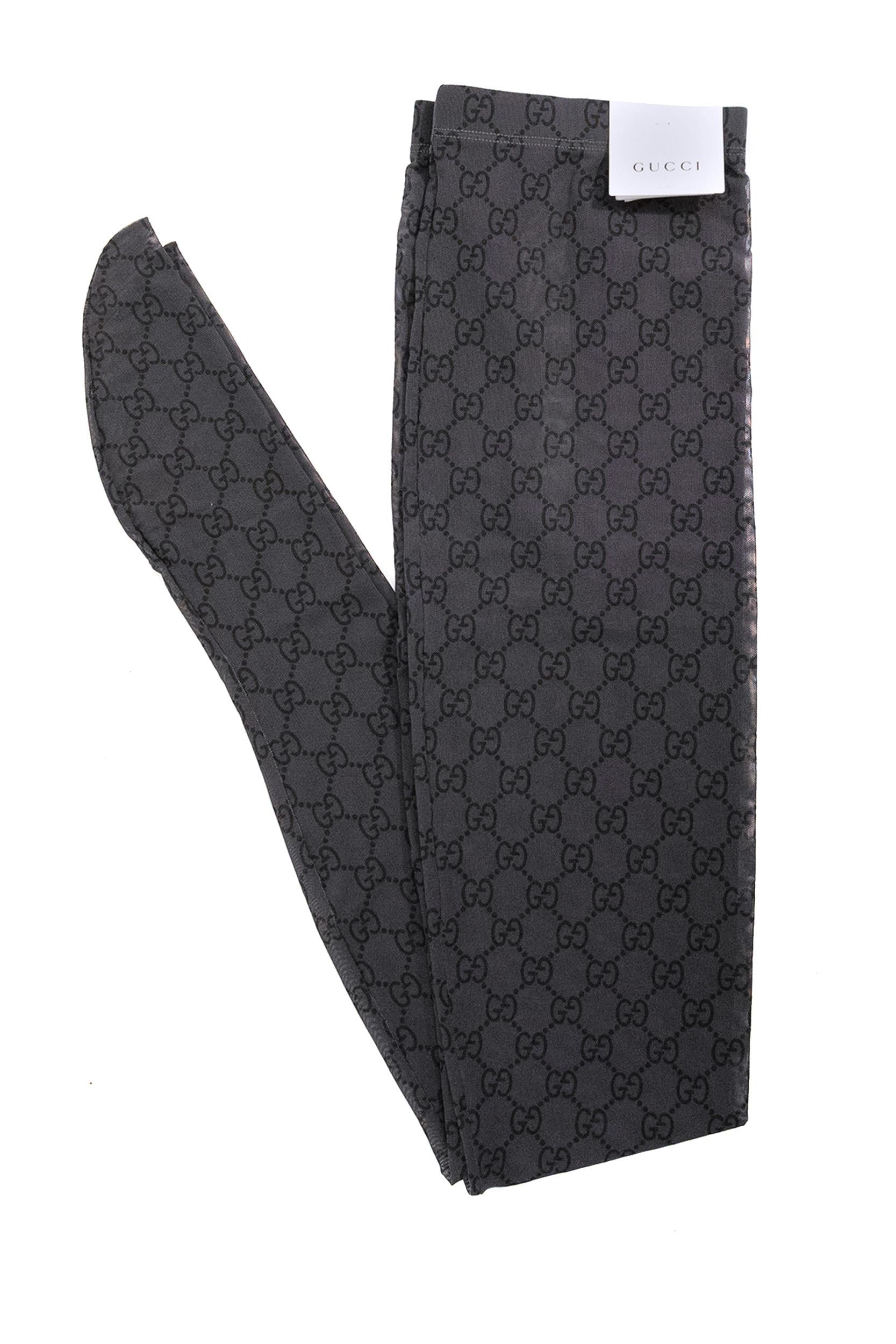 Collant in nylon stretch stampato color grigio<BR/> 849720 3GAN9 1060 GUCCI