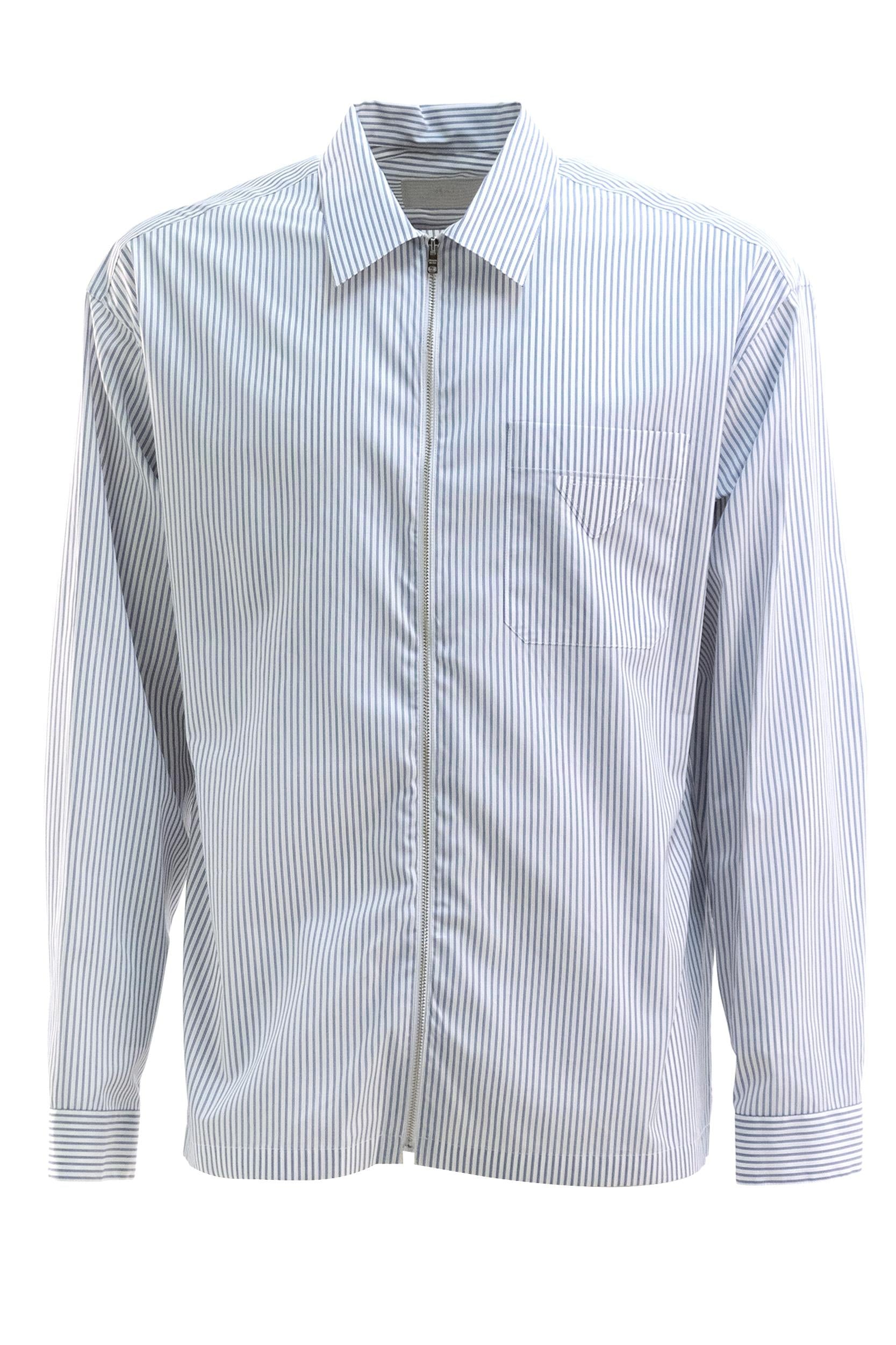 Camicia in popeline a righe di colore bianco e blu <BR/> SC855 S OOO 189F F022X PRADA