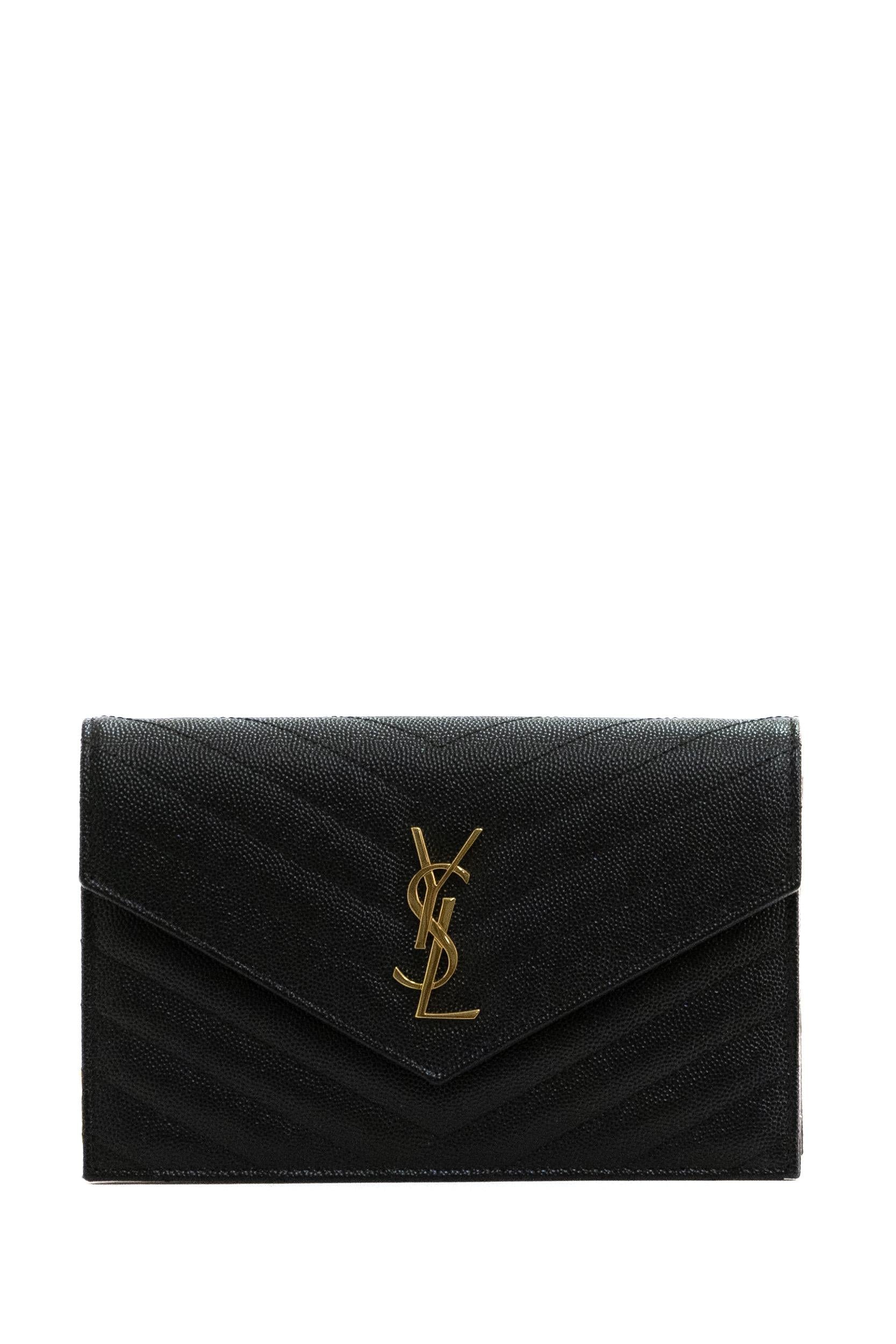Saint Laurent Portafoglio Cassandre pelle Grain de poudre<BR/> 742920 BOW01 1000 SAINT LAURENT