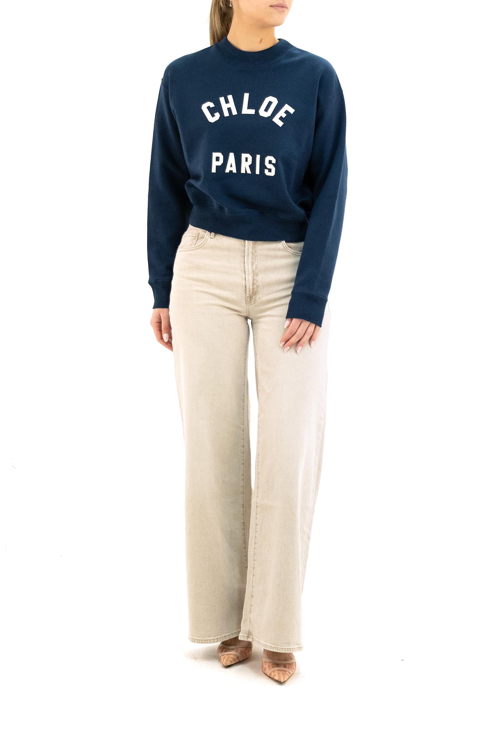 Felpa in cotone di colore blu<BR/> 24AJH12192 4C6 CHLOE'