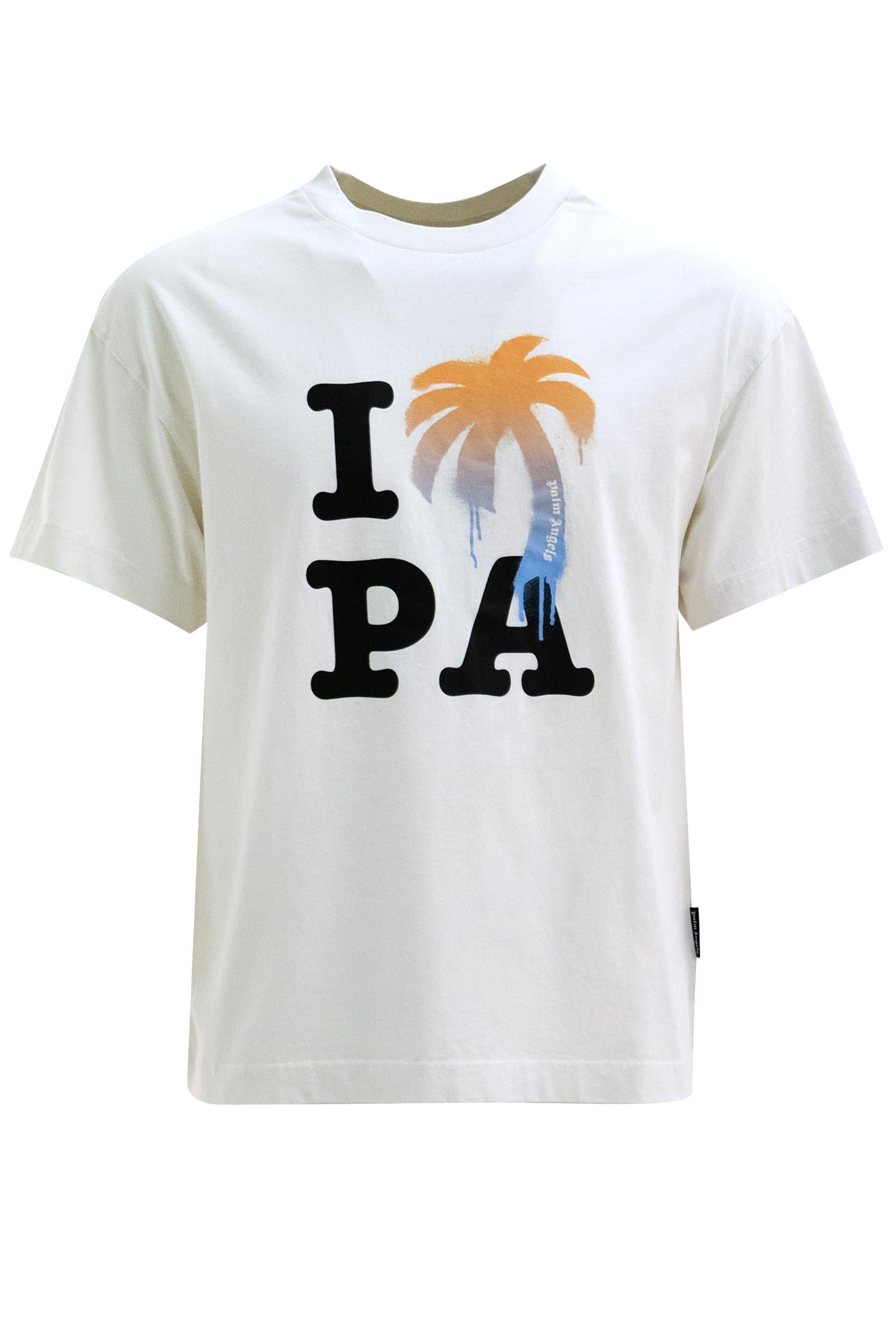 T-shirt in cotone di colore bianco<BR/> PMAA109S26JER007 0310 PALM ANGELS