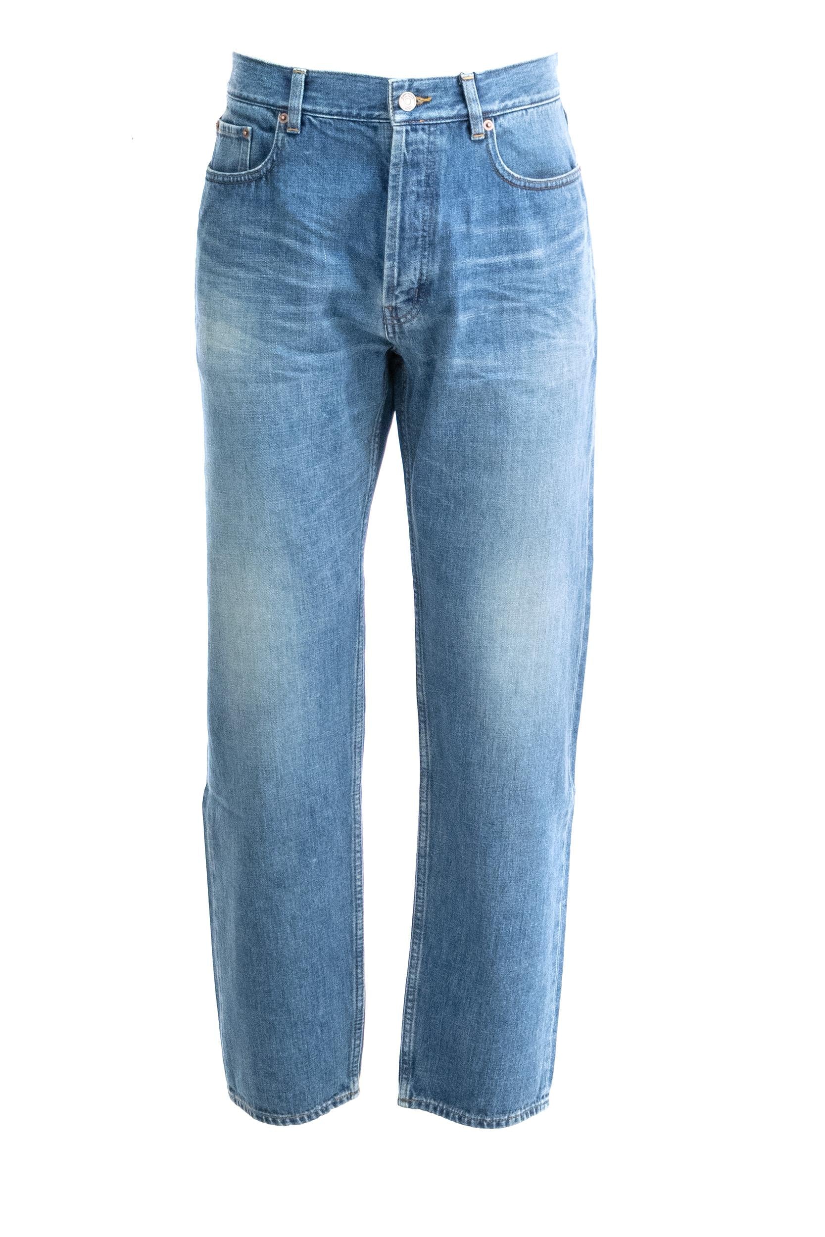 Jeans in denim di cotone color blu slavato <BR/> 816412 Y21WC 4432 SAINT LAURENT