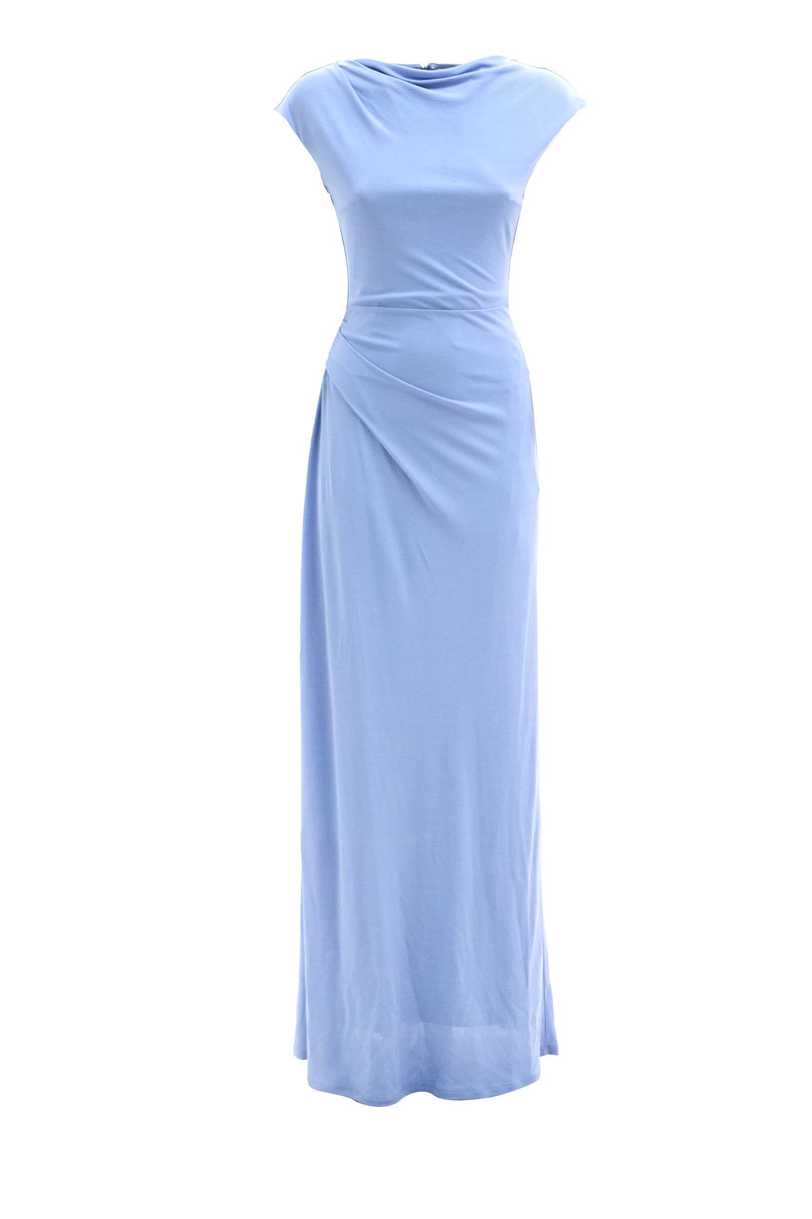 Abito lungo in jersey di crêpe color azzurro<BR/> JRG150175014 WISTERIA ERDEM