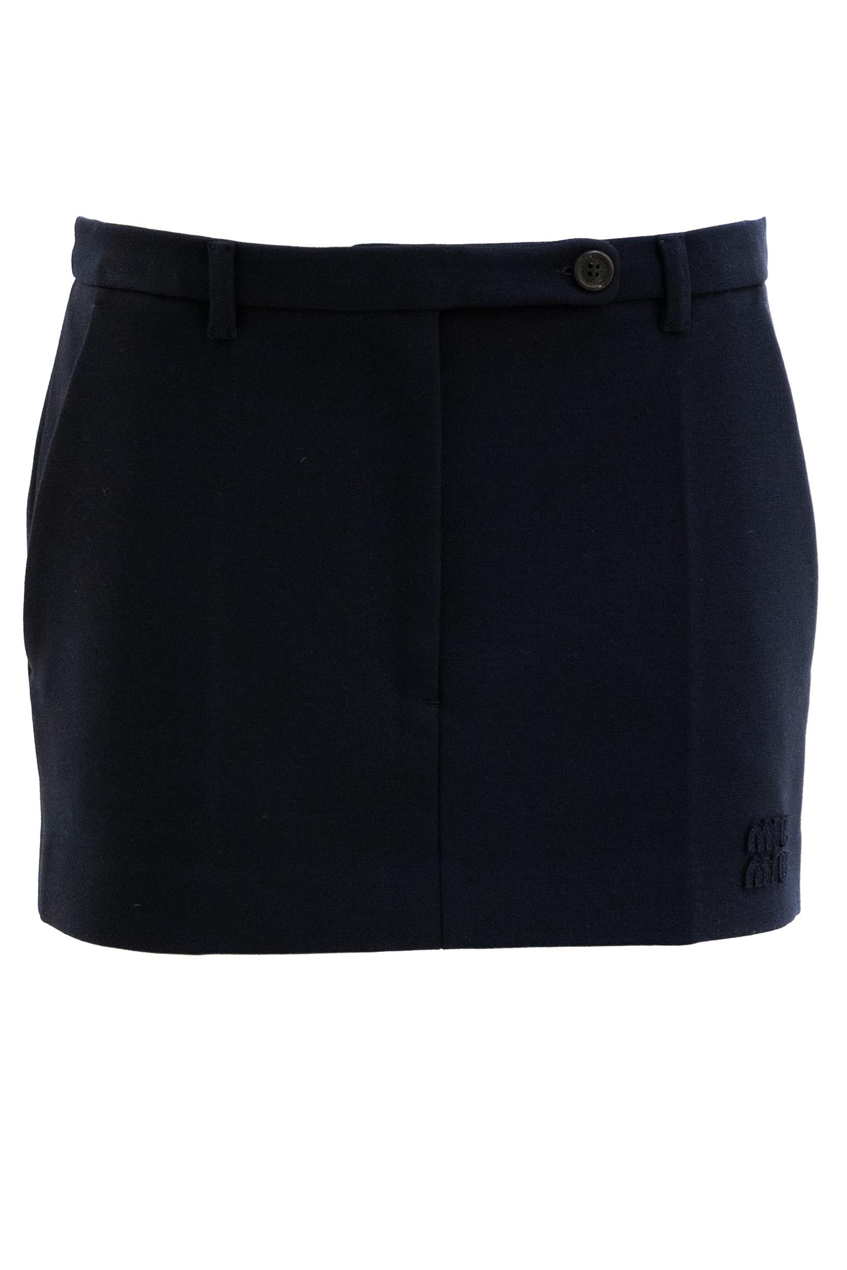 Gonna in gazare tecnico di colore blu<BR/> MG2573 S OOO 18FQ F0008 MIU MIU