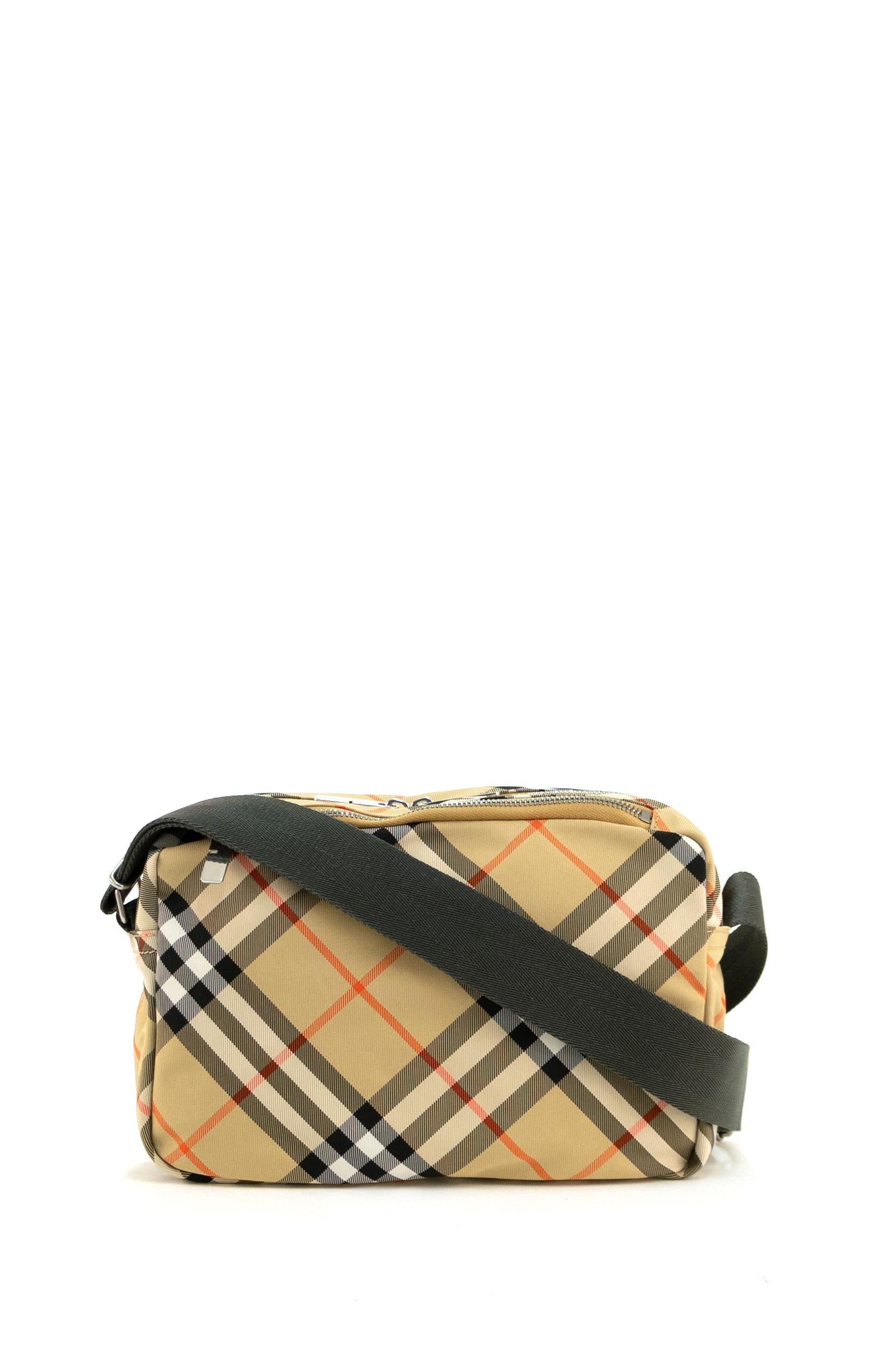 Borsa a tracolla in twill di cotone con motivo Burberry Check 8091320 SAND BURBERRY