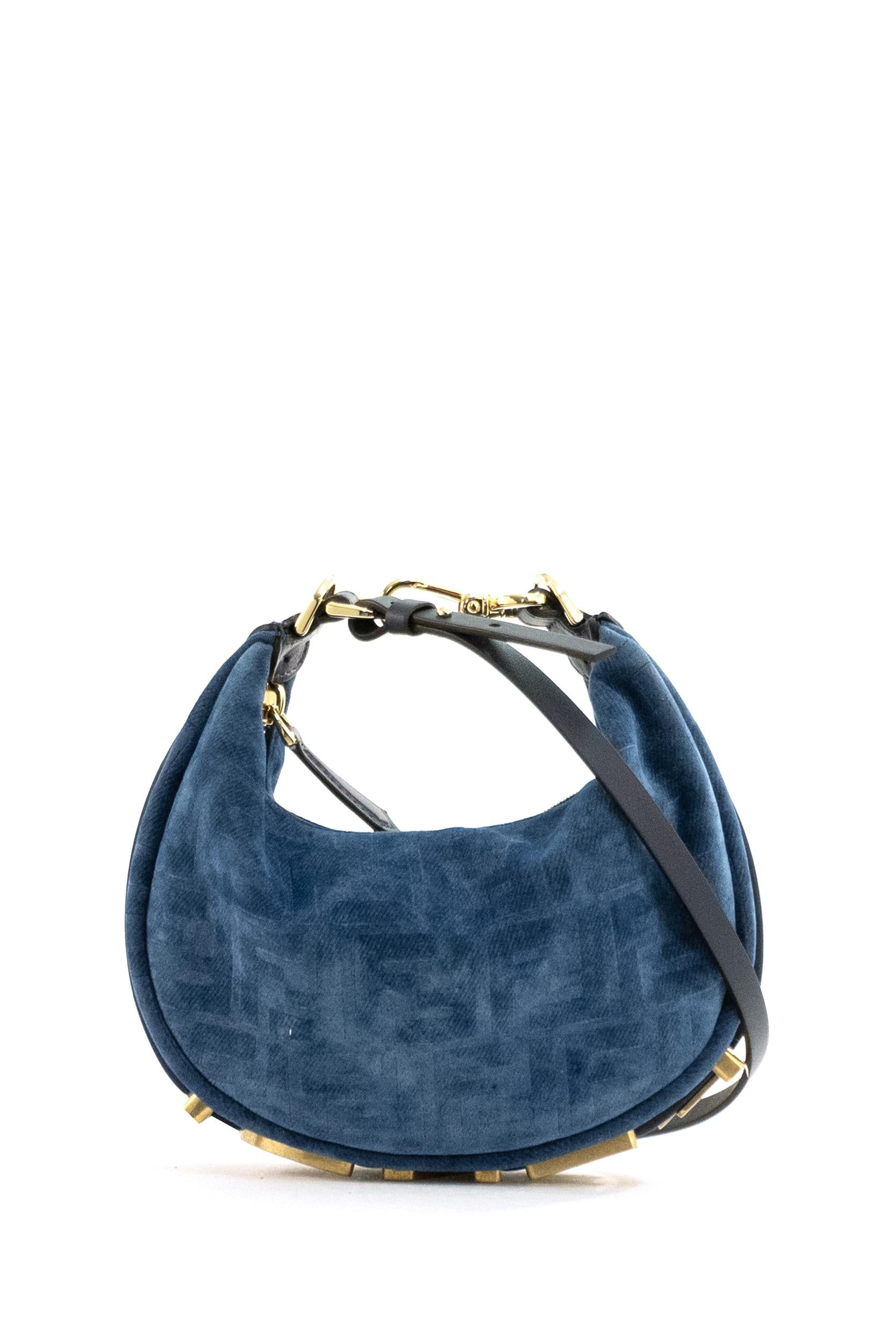 Borsa Fendigraphy Mini in Tessuto Denim Floccato<BR/><BR/> 8BS081 AVR6 F1UK1 FENDI