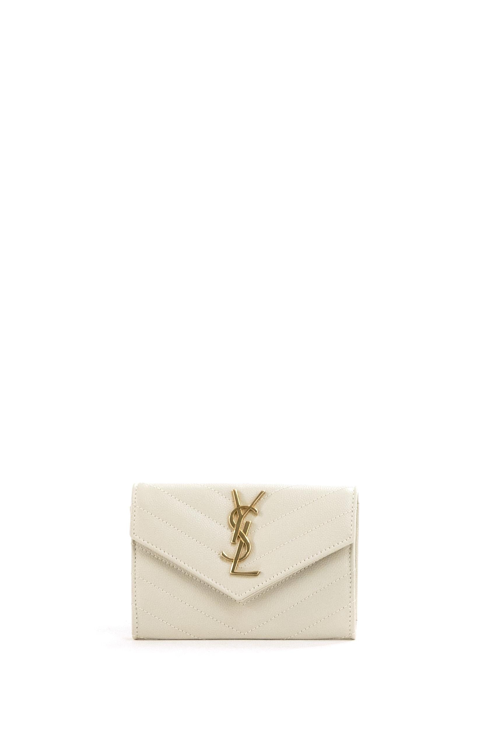 Portafogli Envelope in Pelle Grain de Poudre<BR/> 414404 BOW01 9207 SAINT LAURENT