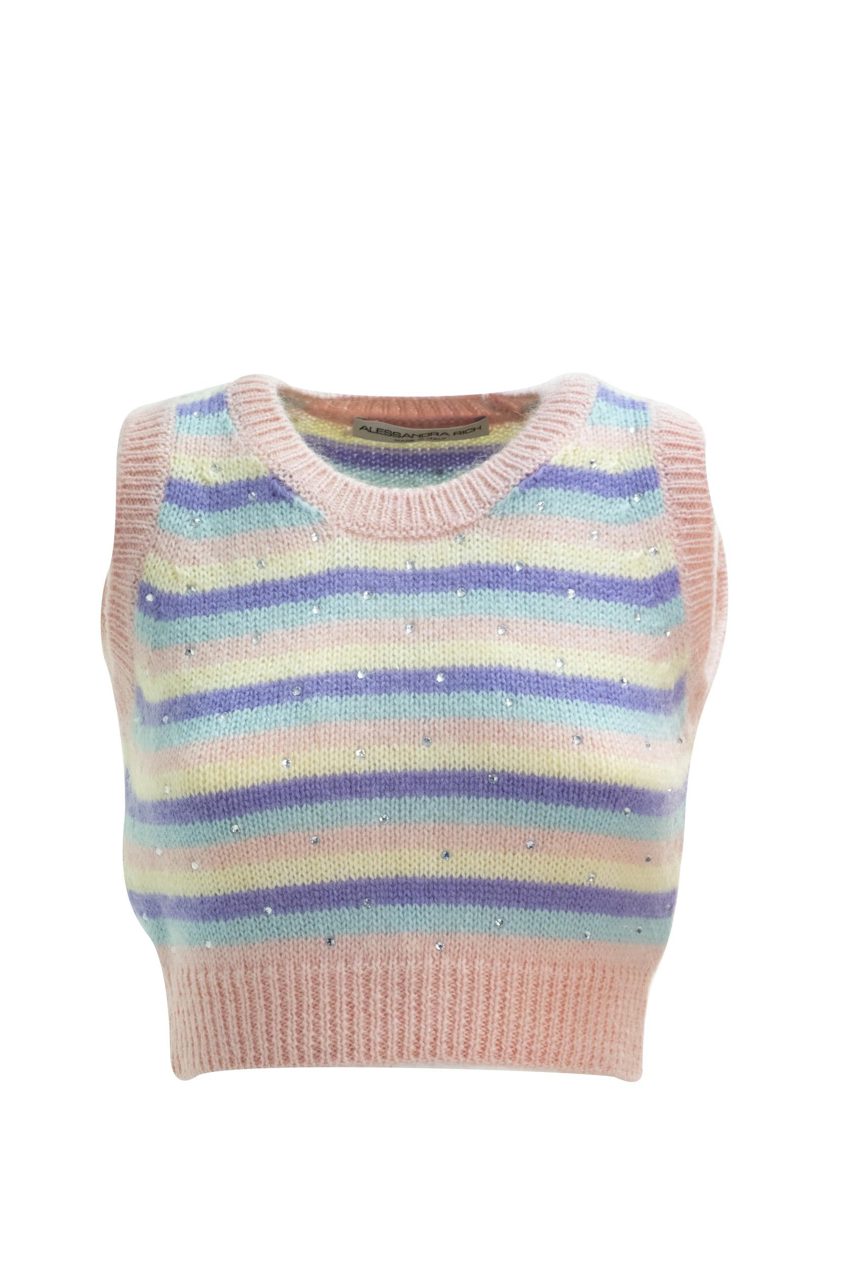 Alessandra Rich FAB2849 K34869041 Top a Righe<BR/> FAB2849 K3486 9041 ALESSANDRA RICH