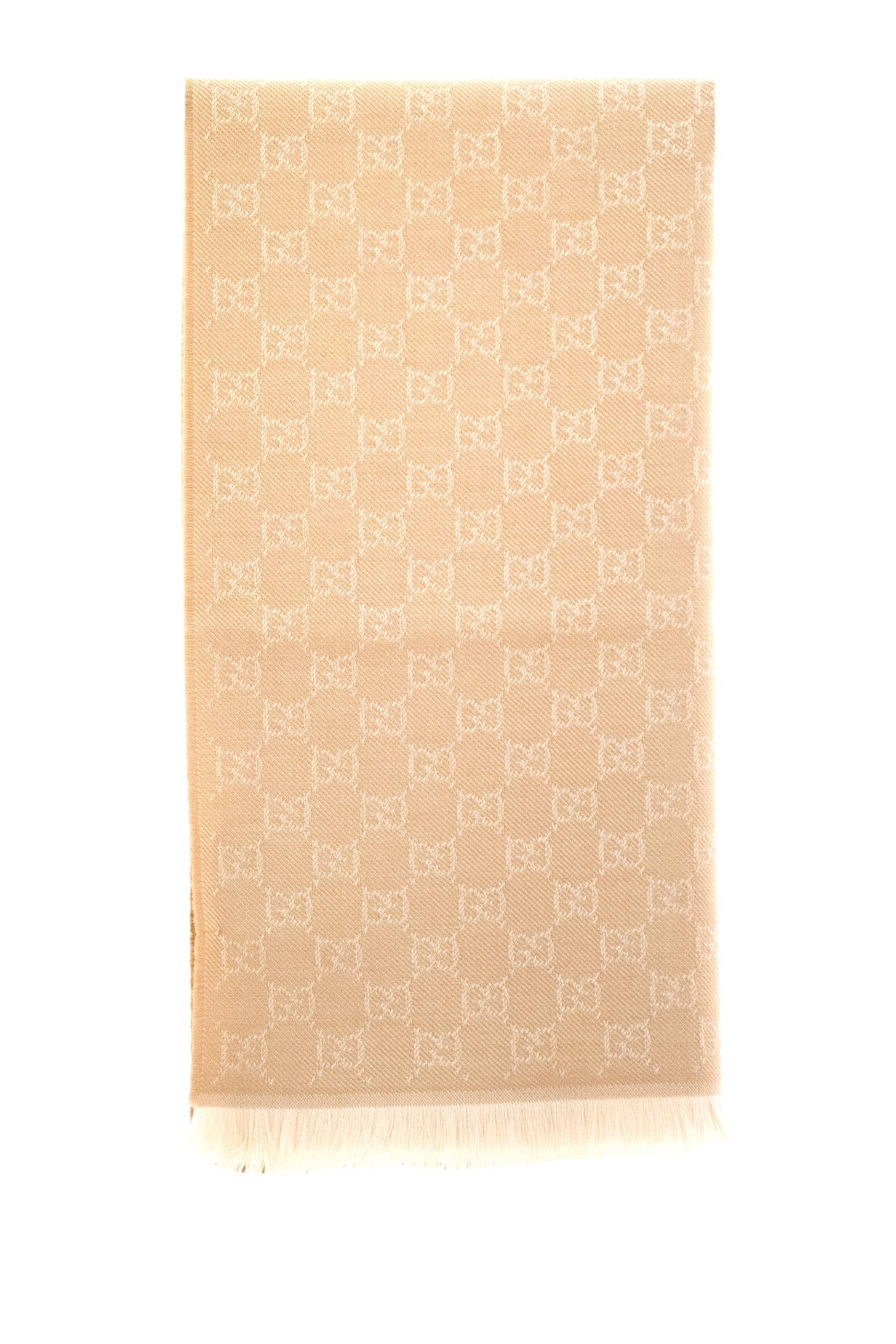 Sciarpa in lana jacquard beige<BR/> 848507 3G200 9878 GUCCI