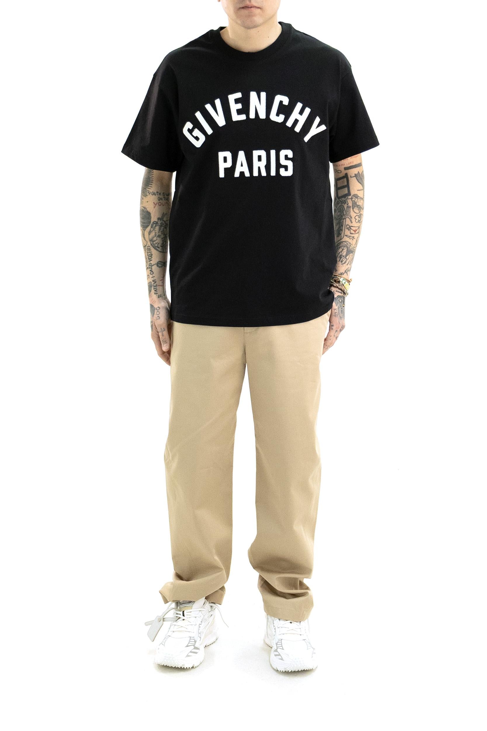 T-shirt in jersey di cotone color nero <BR/> BM71NK3YRS 004 GIVENCHY