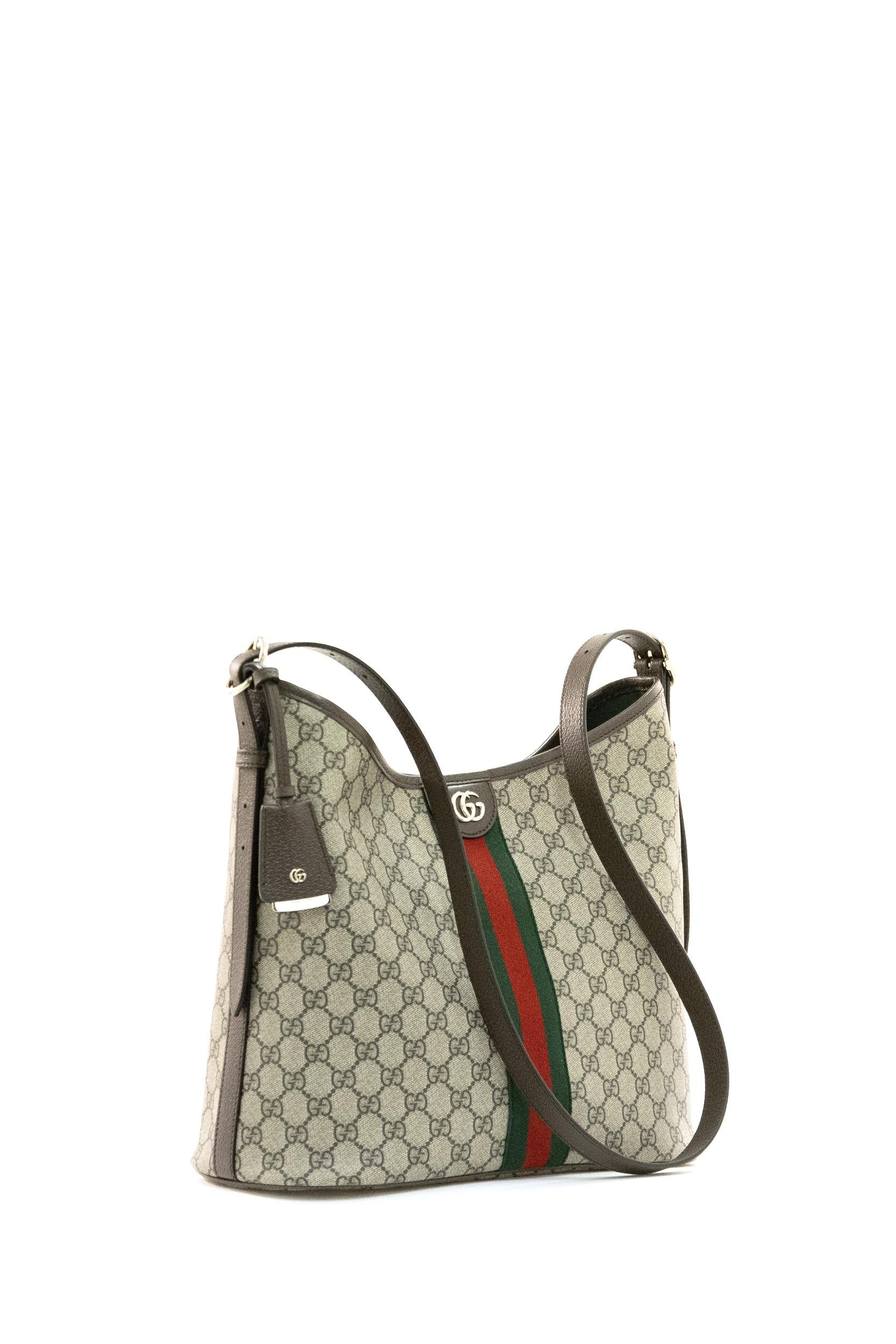 Borsa a spalla Ophidia in tessuto GG beige e marrone scuro<BR/> 836871 FAE0K 9853 GUCCI