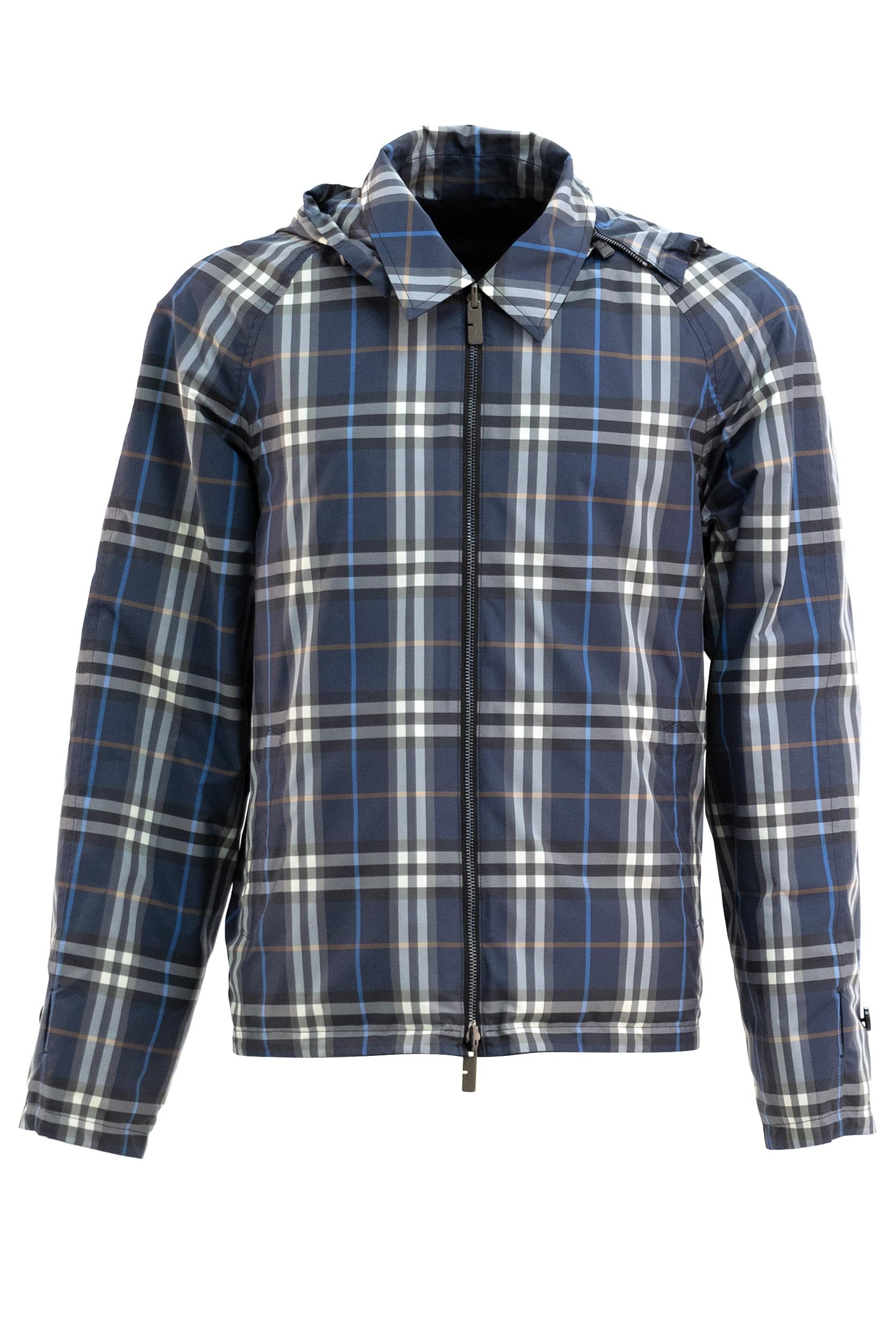 Giacca Blu Reversibile a quadri con cappuccio 8118012 BLUE BURBERRY