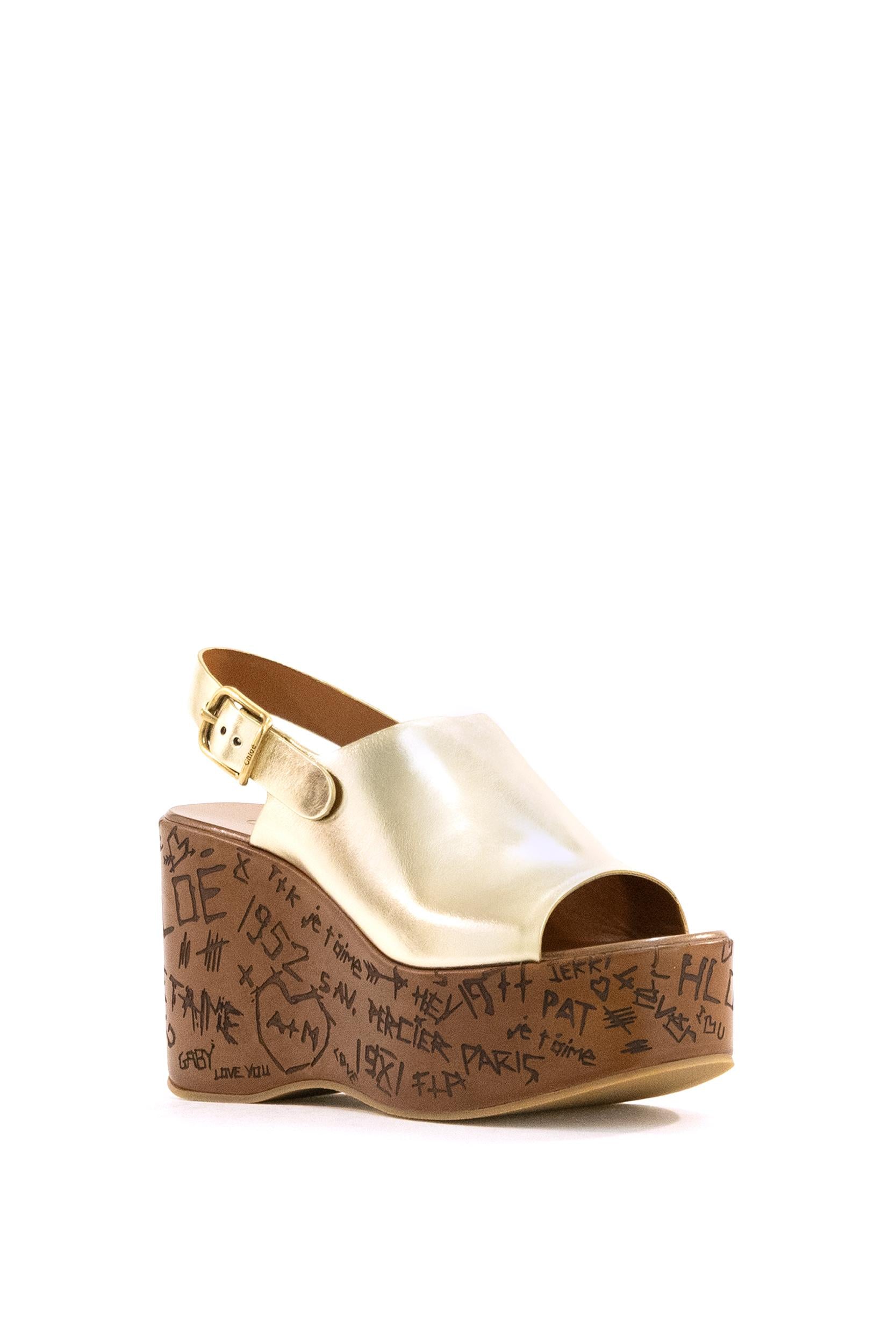 Sandali Maxime in pelle metallizzata di colore oro<BR/> 26U10GXL 9DA CHLOE'