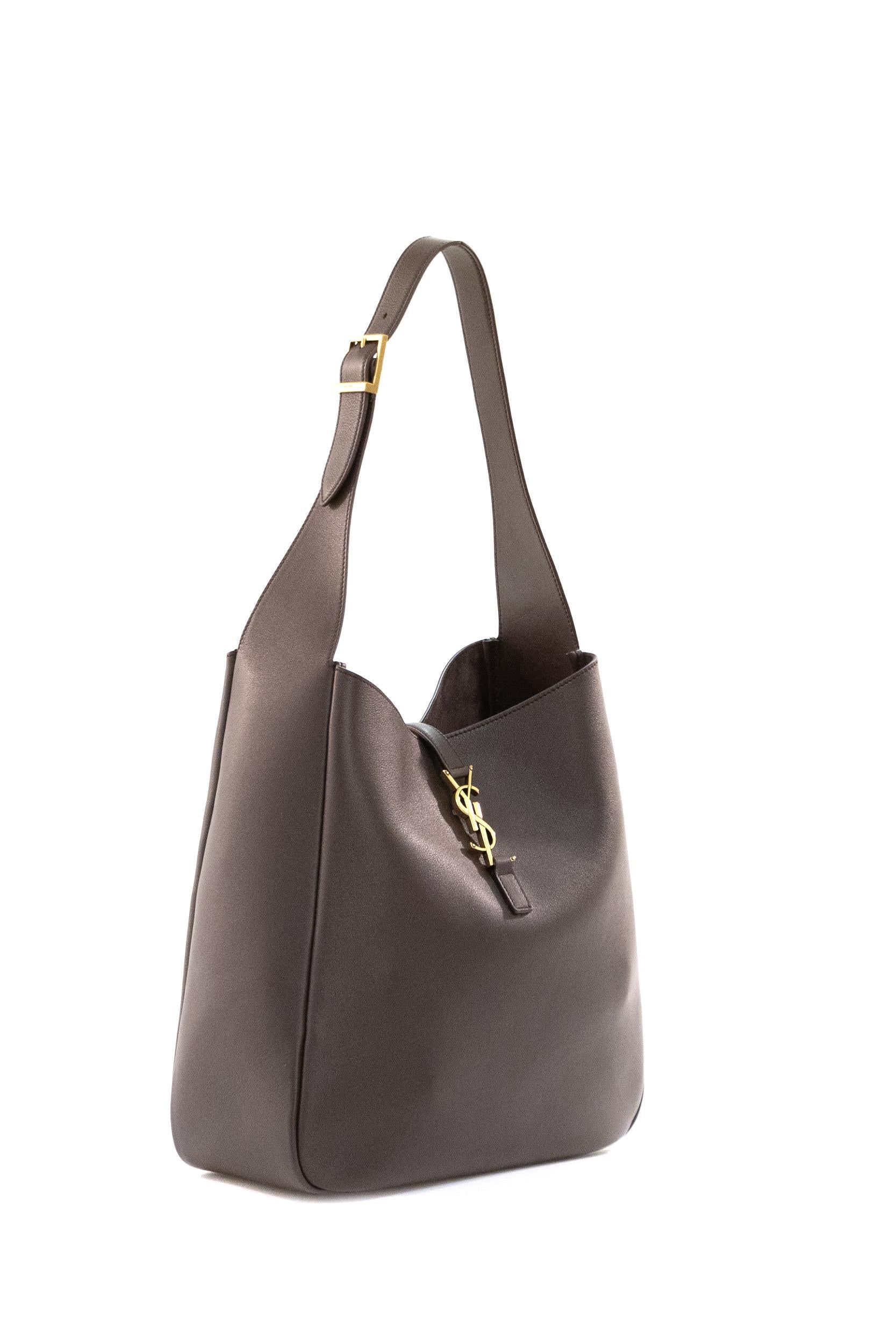 Borsa Le 5 à 7 Large in pelle martellata color marrone scuro <BR/> 753837 AAAUQ 6988 SAINT LAURENT