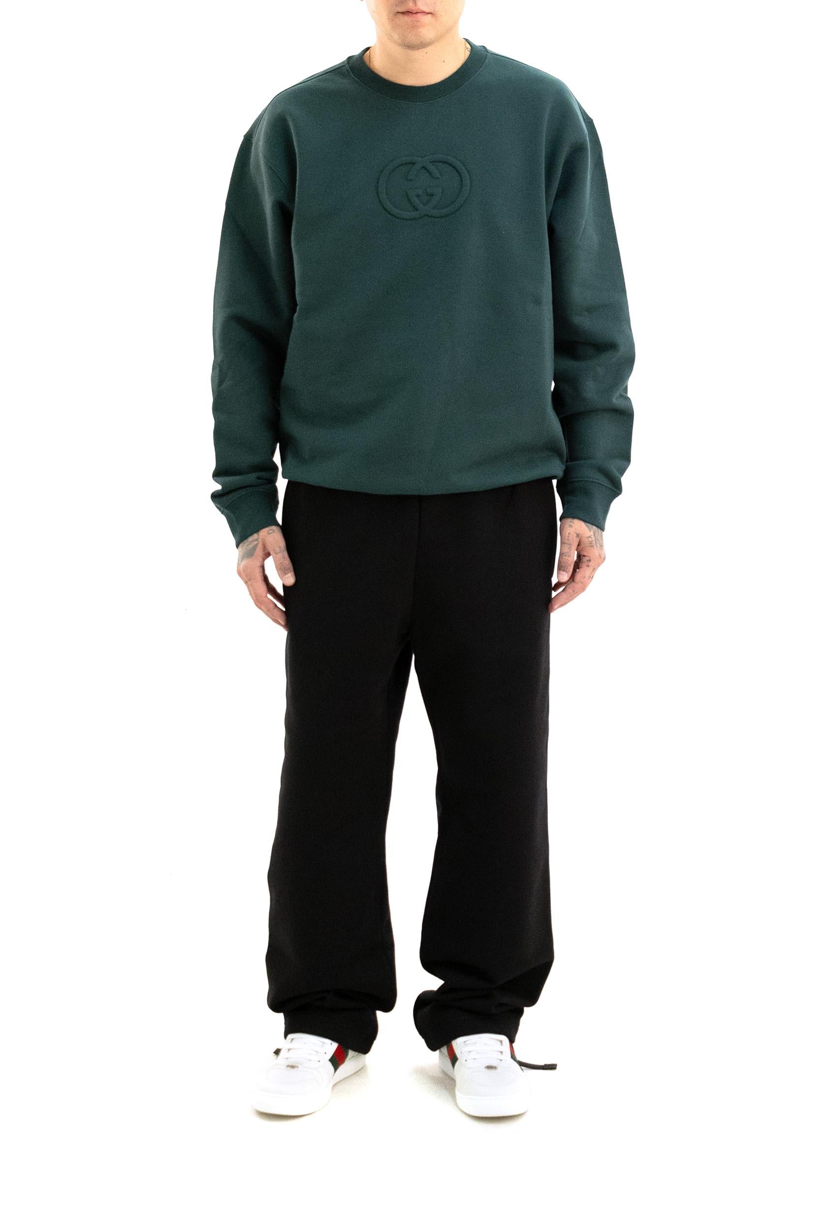 Felpa in jersey di cotone di colore verde<BR/> 848737 XJHKI 3348 GUCCI