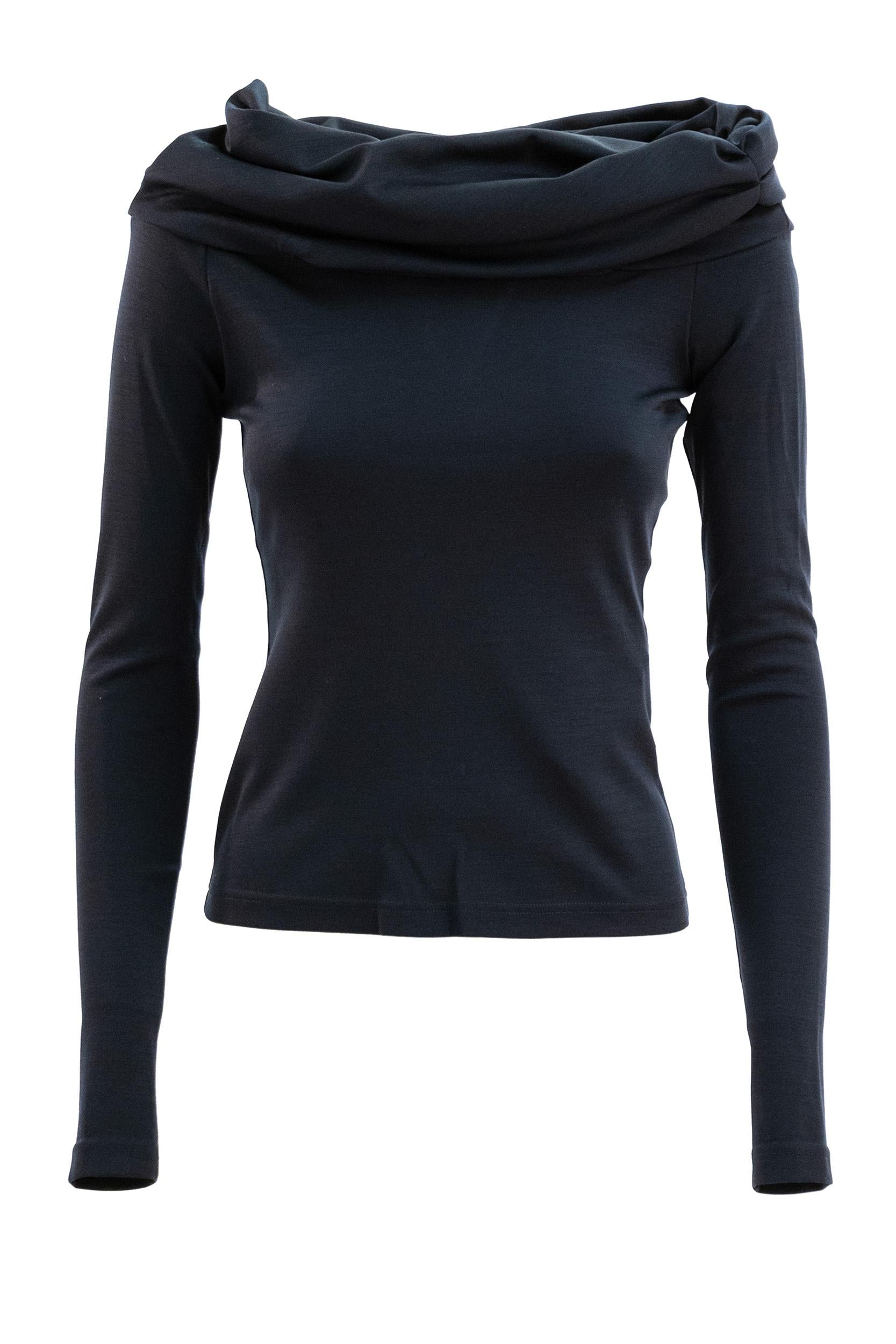 Top in interlock di pura lana di colore blu<BR/> MXPORAFO 004 MAX MARA