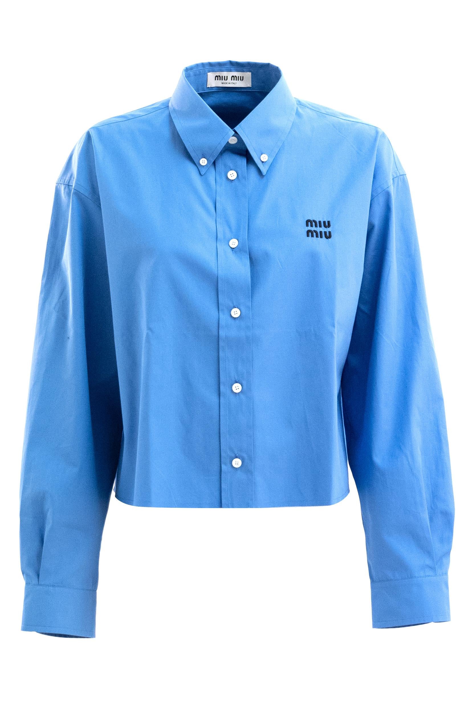 Camicia in popeline color azzurro<BR/> MK1659 S OOO 10RG F0237 MIU MIU