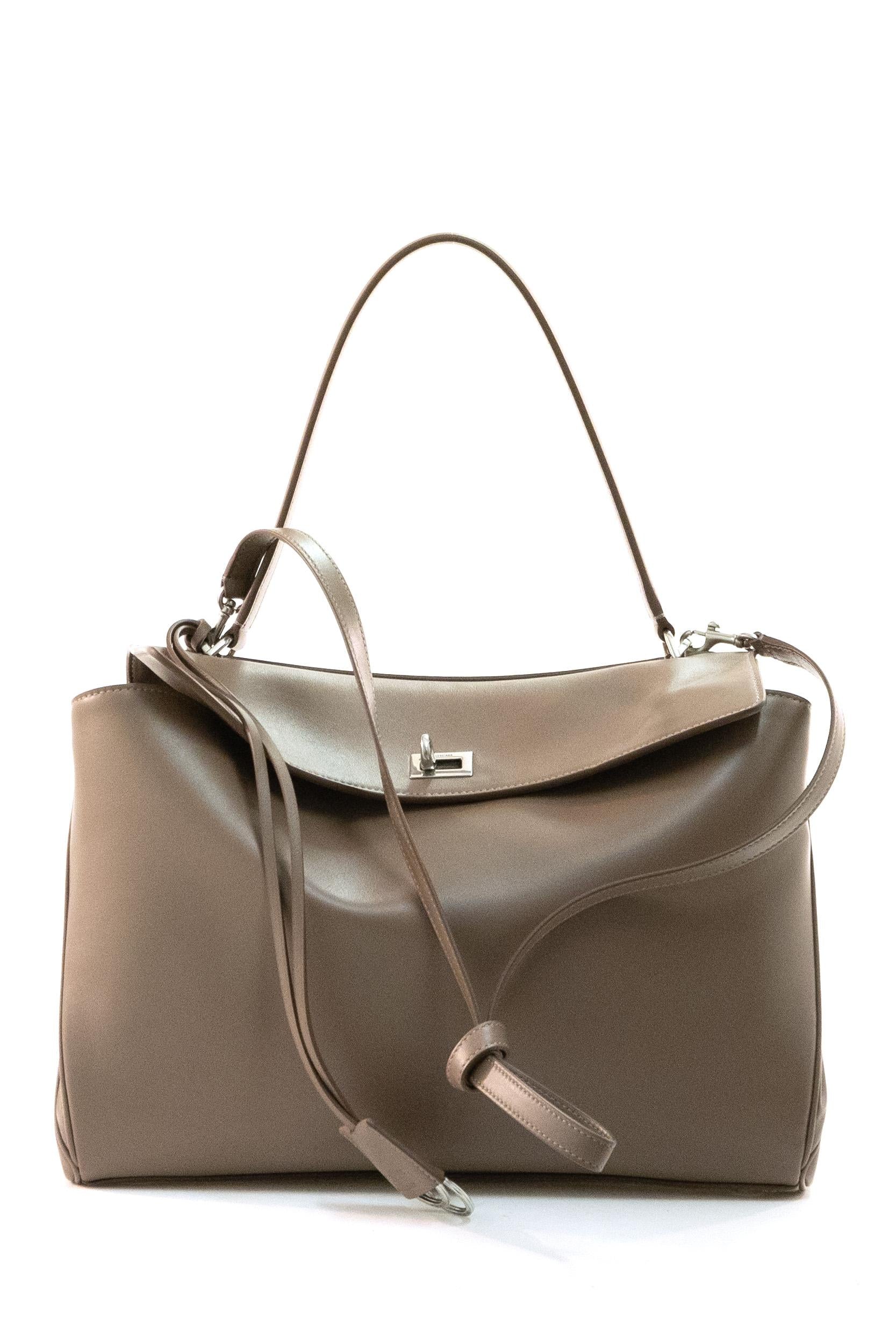 Borsa Rodeo Media in pelle liscia color tortora <BR/> 789772 2AA4U 2909 BALENCIAGA