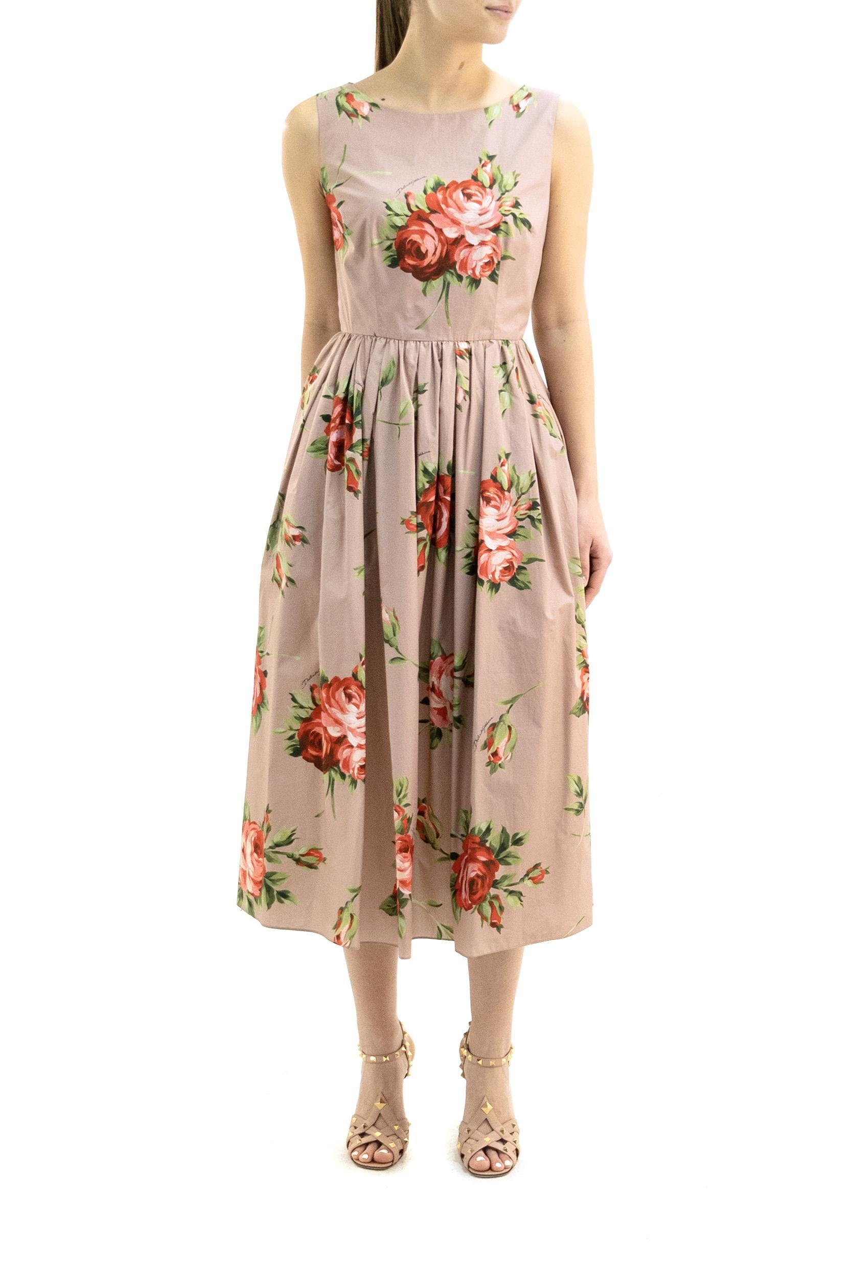 Abito in cotone color rosa cipria <BR/> F612PT HS5UT HF5ZN DOLCE & GABBANA