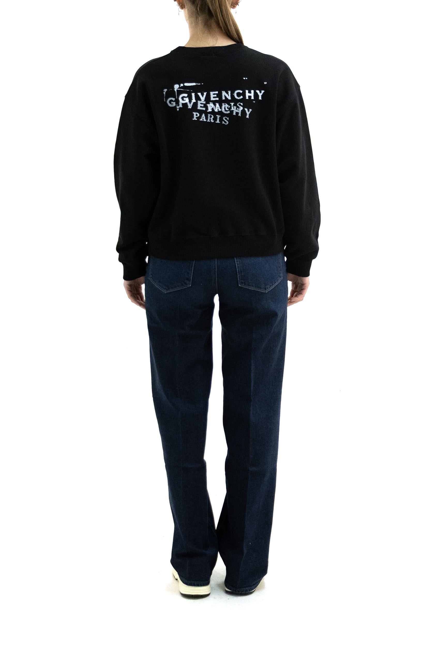 Felpa in cotone di colore nero <BR/> BWJ04UP7A7 001 GIVENCHY