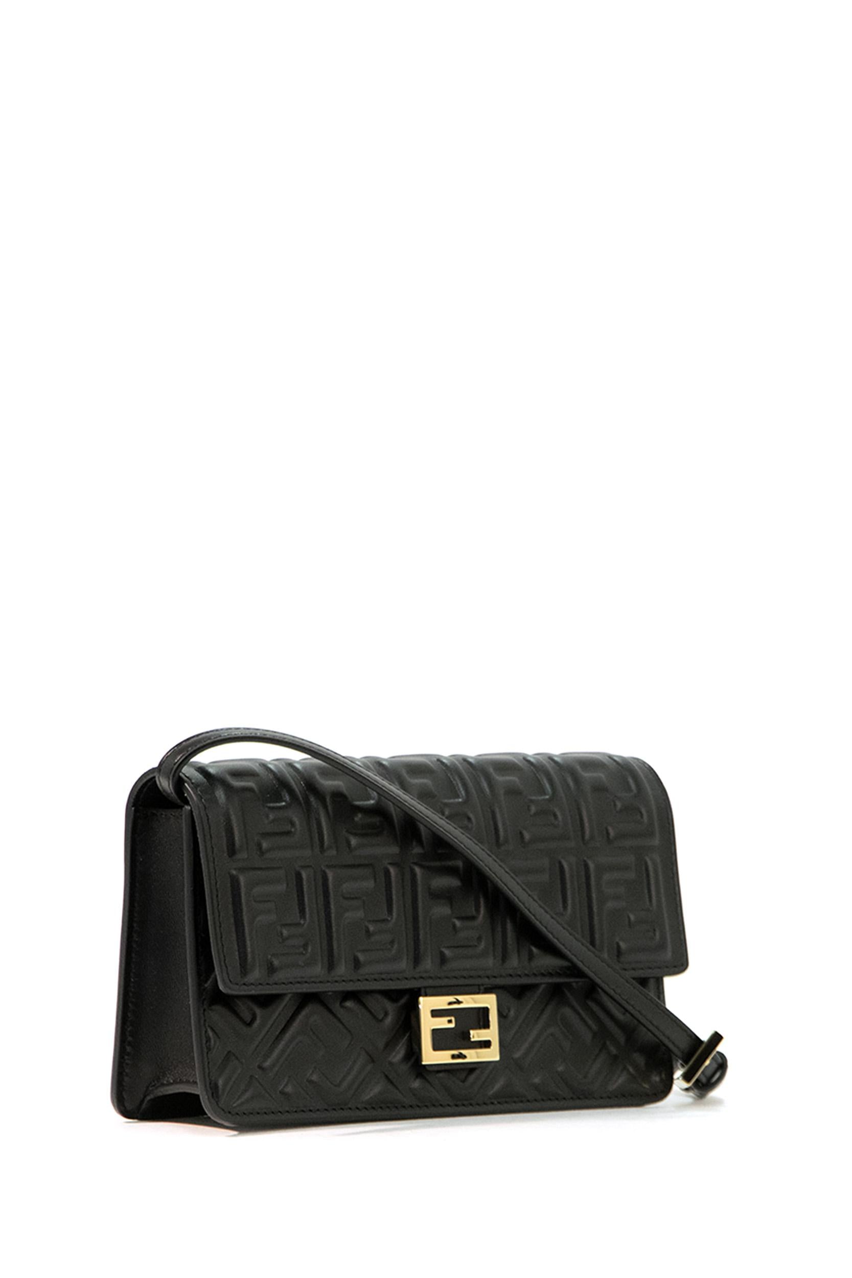 Portafoglio Baguette in pelle liscia color nero con motivo FF <BR/> 8M0498 AAJD F0KUR FENDI