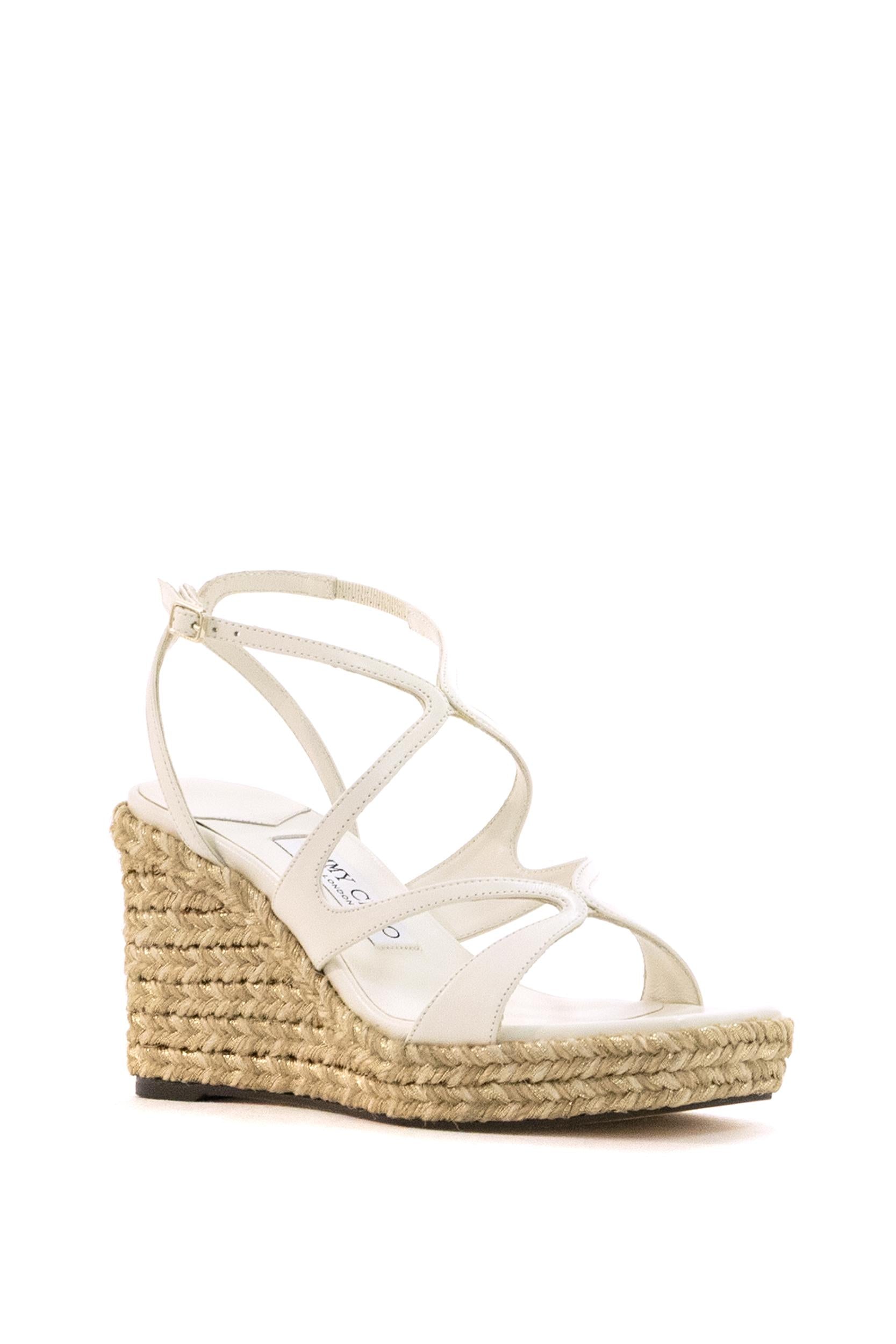 Sandali Ayla in Pelle con Zeppa<BR/> AYLA 85 IHP LATTE JIMMY CHOO
