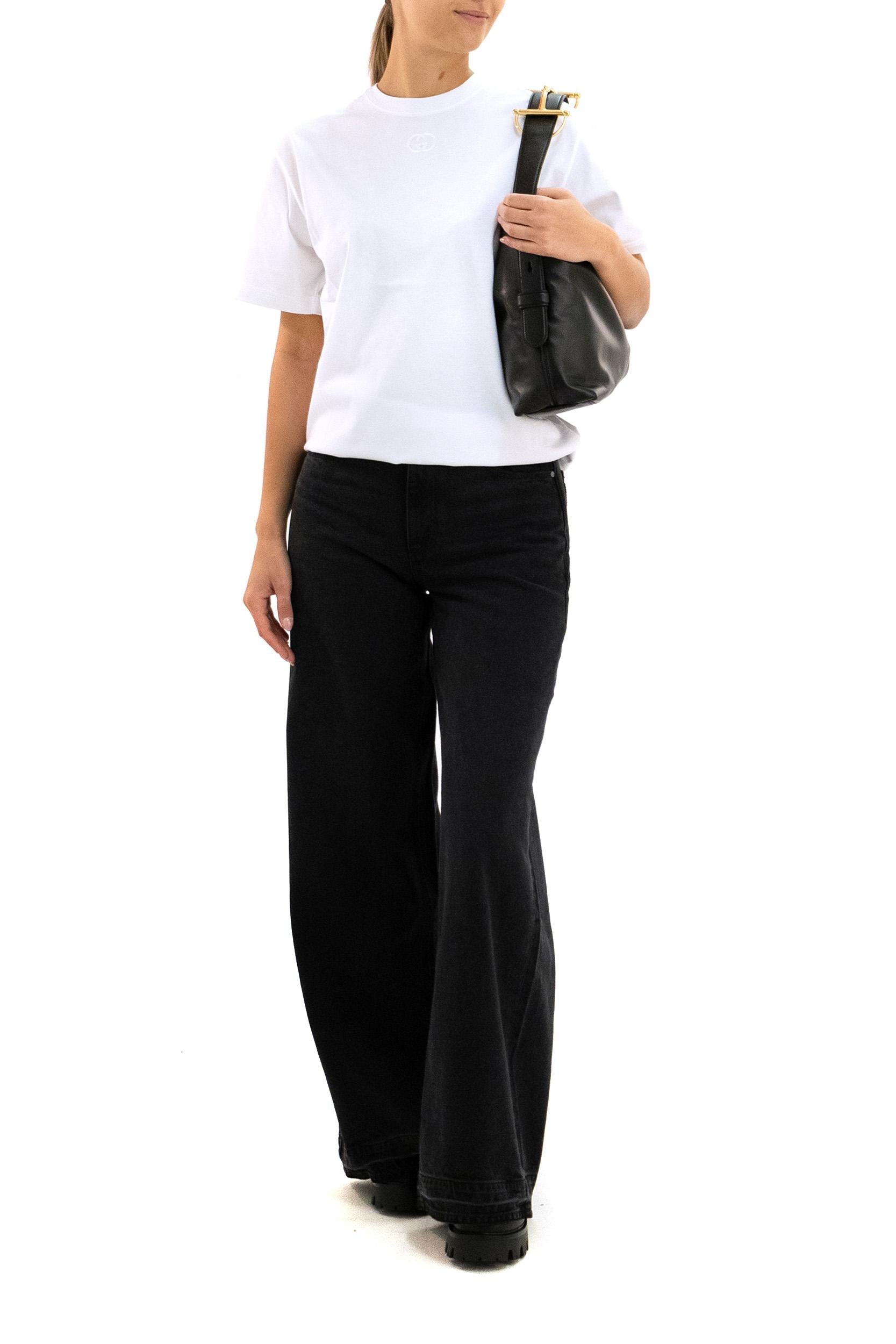 T-shirt in cotone di colore bianco<BR/> 837959 XJHJR 9692 GUCCI