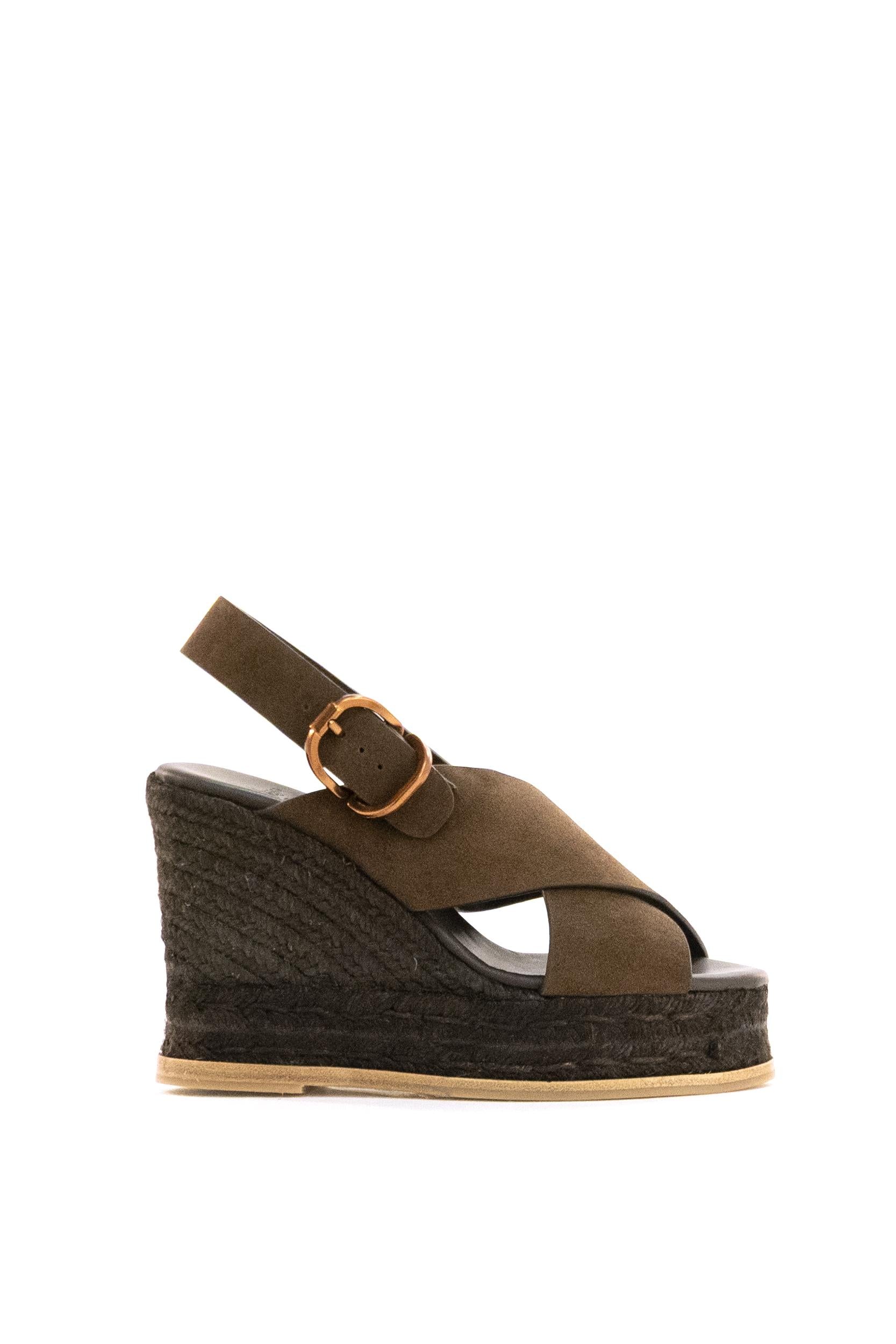 Espadrillas con zeppa Betina in suede di colore marone<BR/> BETINA C/8ED/269 MARRON CASTANER