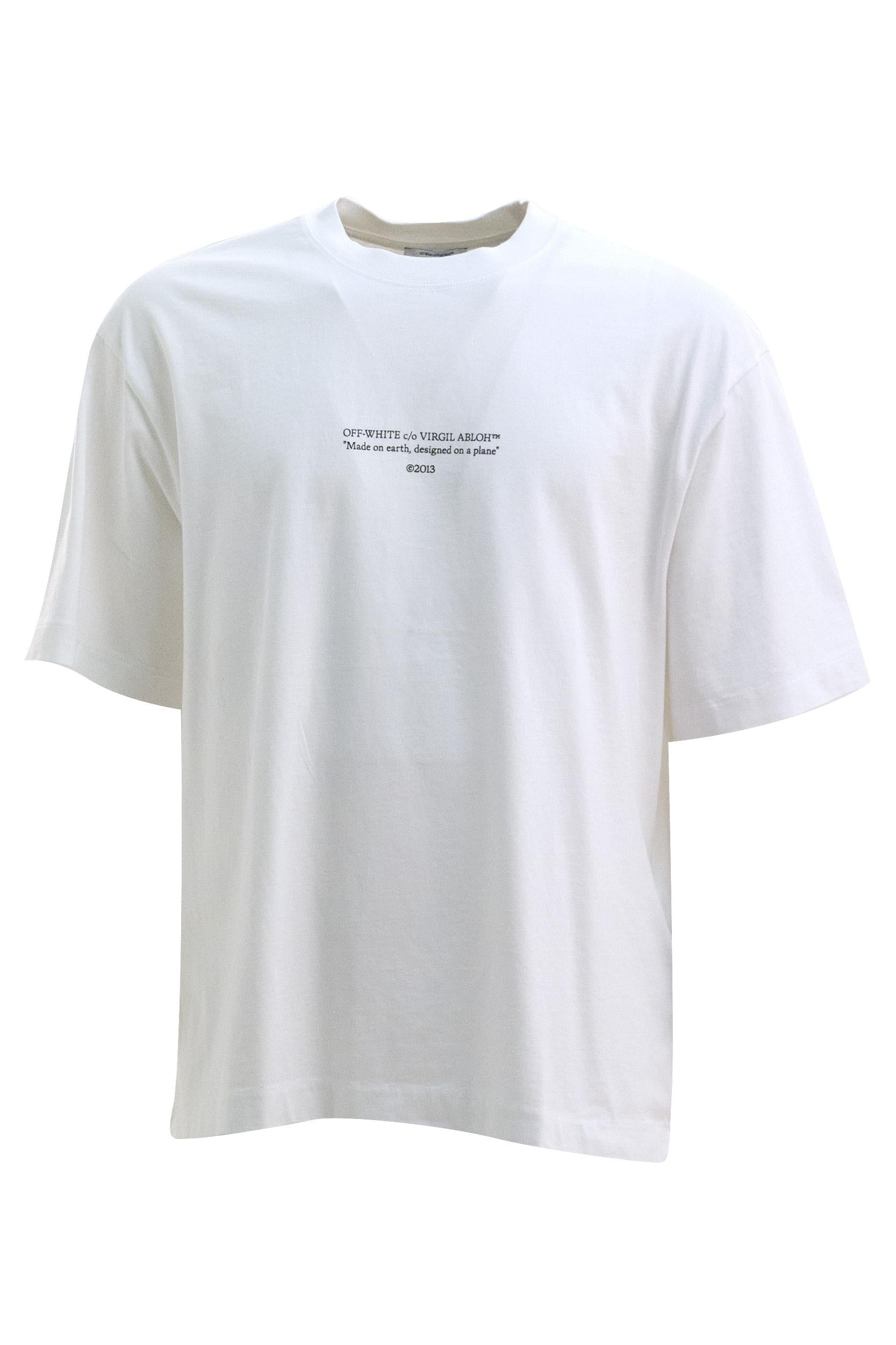 T-shirt Statement in Cotone<BR/> 44MAA120S26J007100 WHITE OFF WHITE