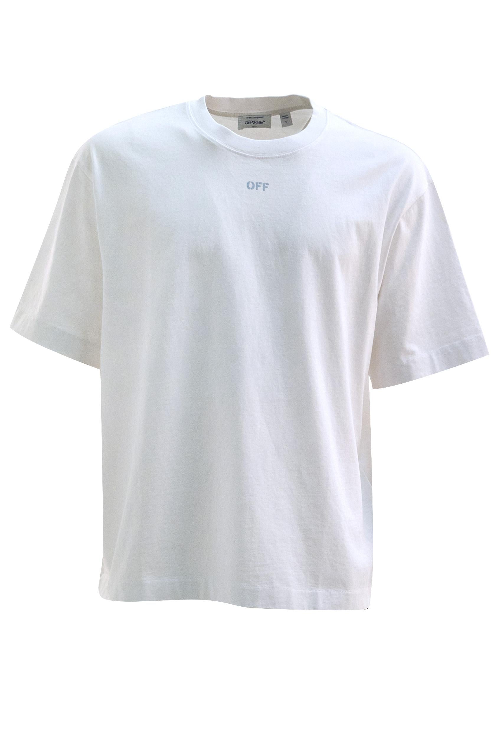 T-shirt in cotone di colore bianco<BR/> 44MAA120S26J00Y100 WHITE OFF WHITE