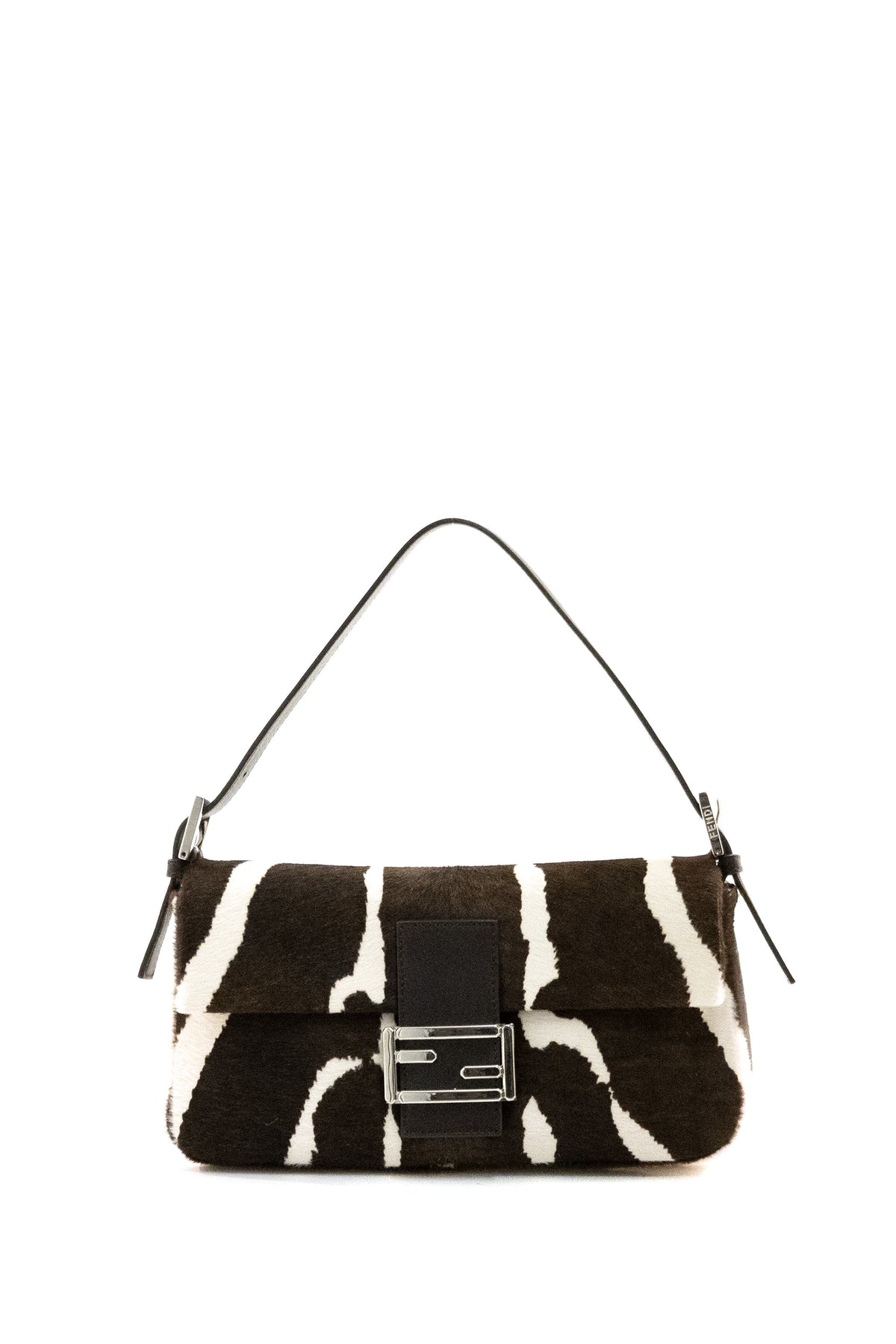 FENDI Baguette in cavallino con stampa animalier, Bianco
