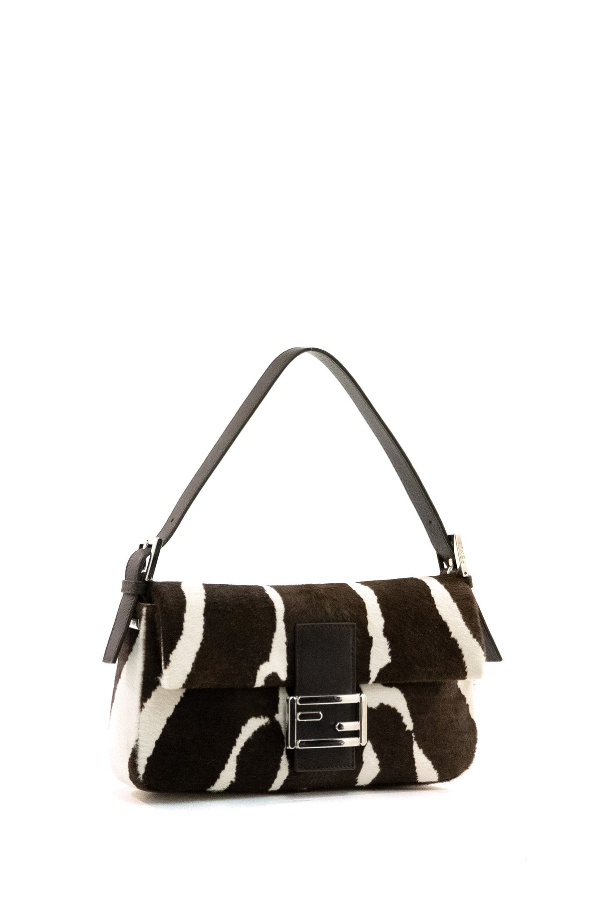 FENDI Baguette in cavallino con stampa animalier, Bianco, view 2