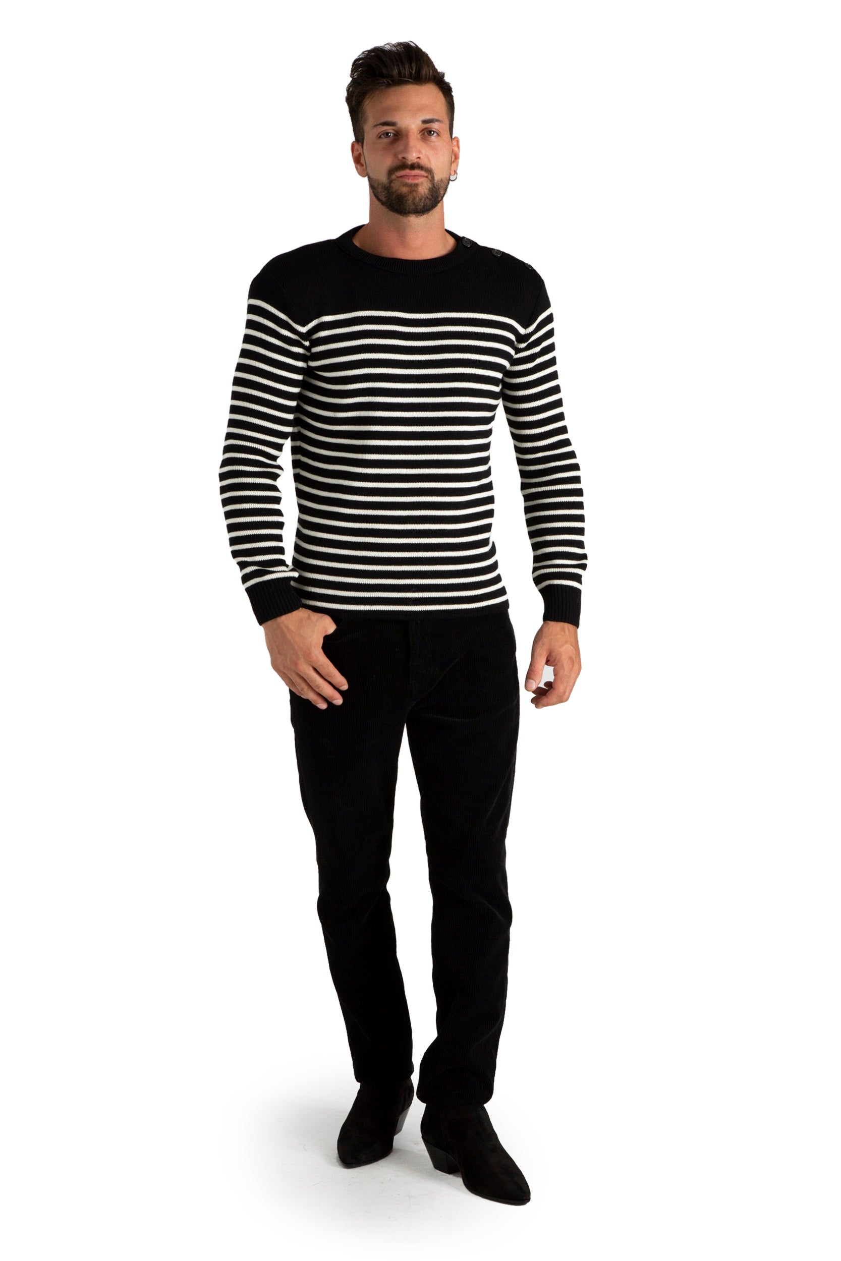 SAINT LAURENT 588063 YAFQ2 Maglione uomo a righe<BR/> 588063 YAFQ2 1095 SAINT LAURENT 