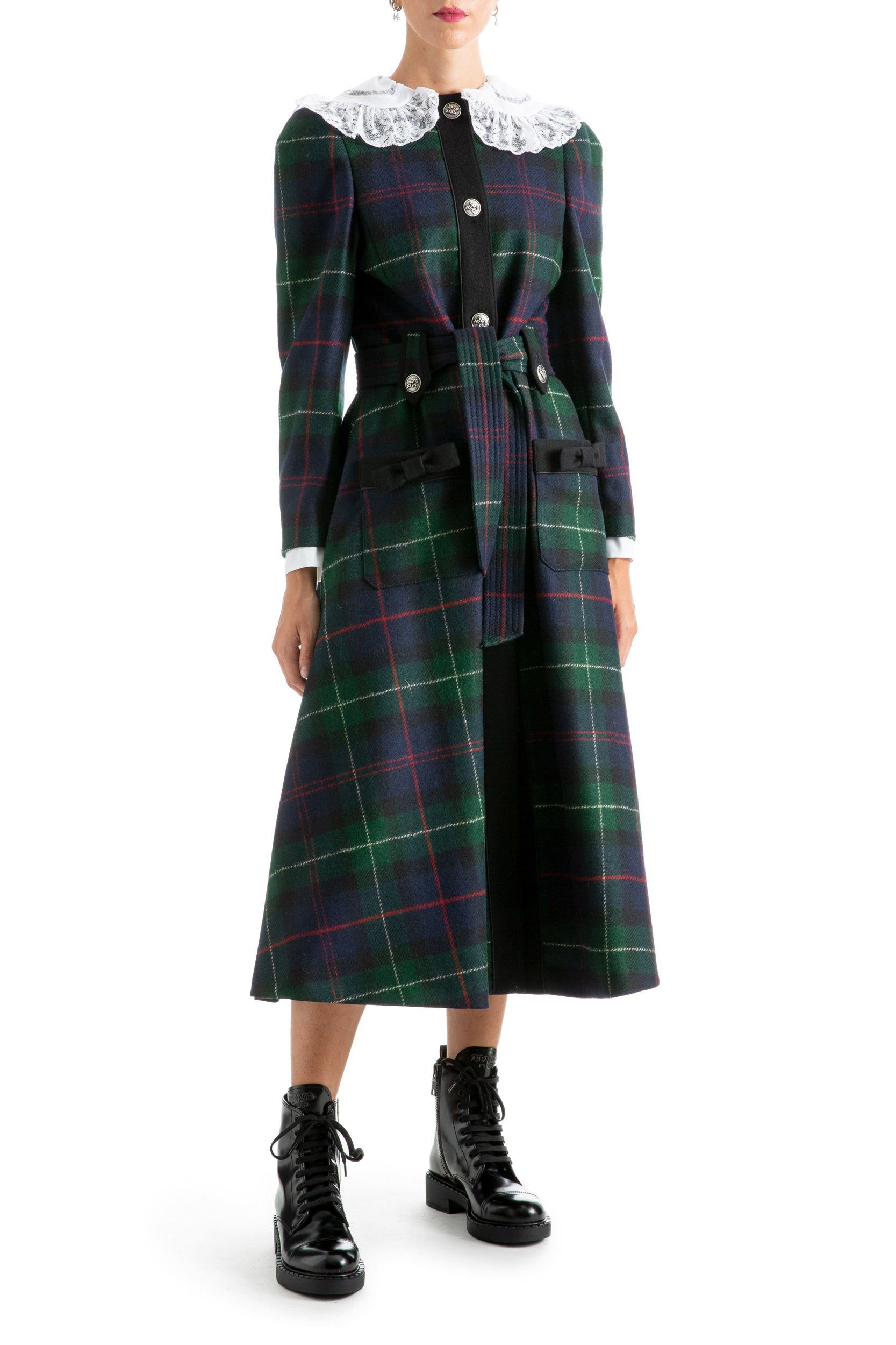Miu Miu MS1753 1V7UF0008 Soprabito Monopetto in Tartan<BR/> MS1753 1V7U F0008 MIU MIU 