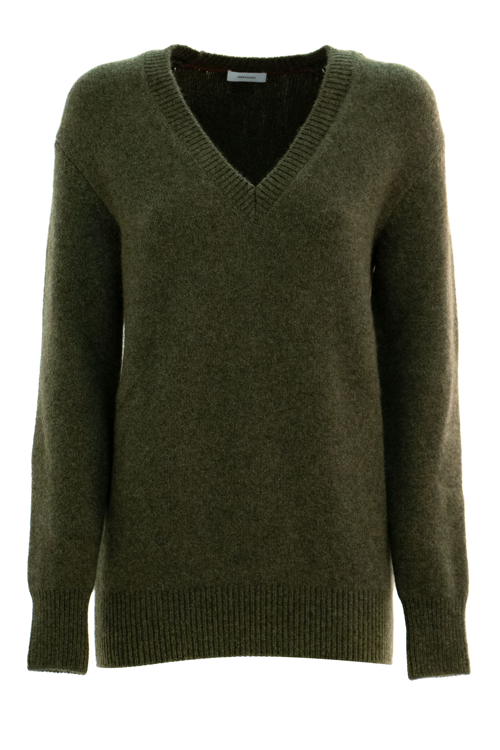 Pullover in cashmere<BR/> 112896 0777595 VERDE FERRAGAMO 