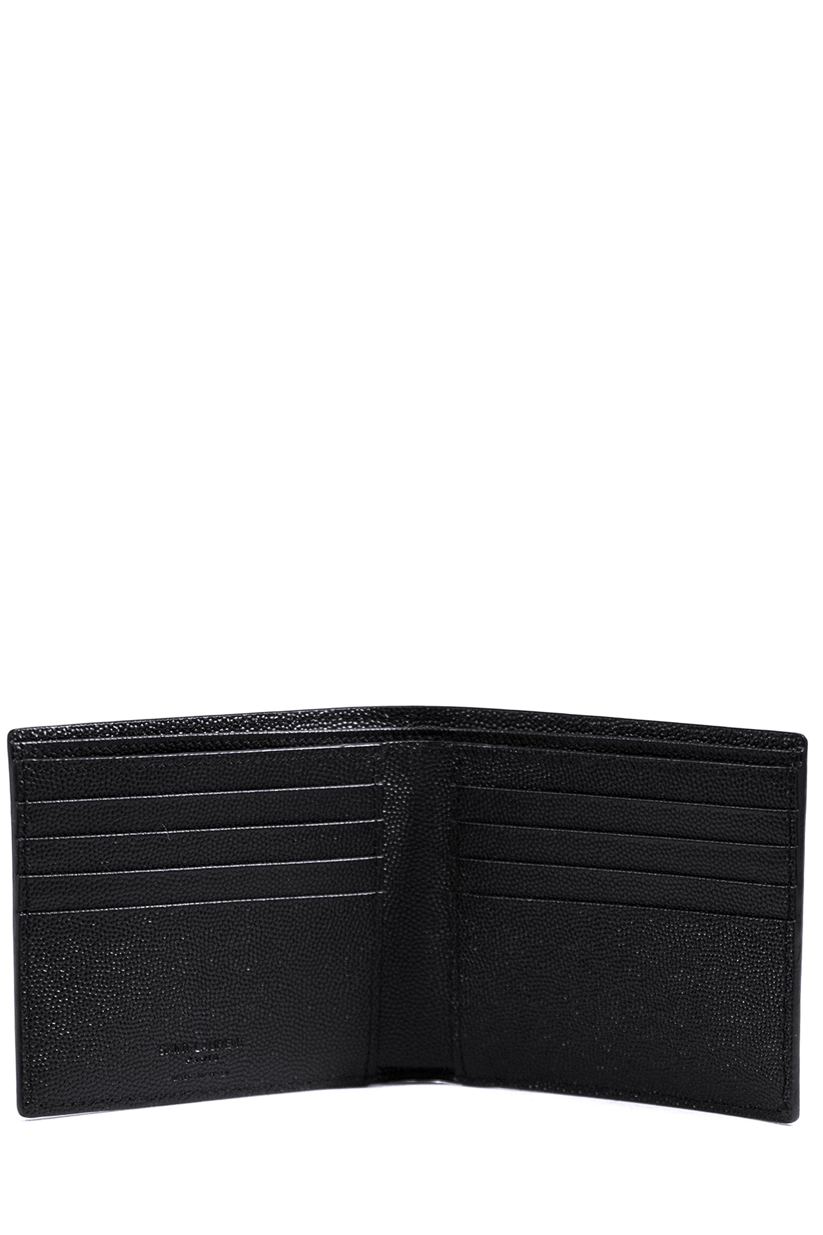 Portafoglio in pelle a texture con logo lettering di colore nero 396307 BTY0N 1000 SAINT LAURENT 